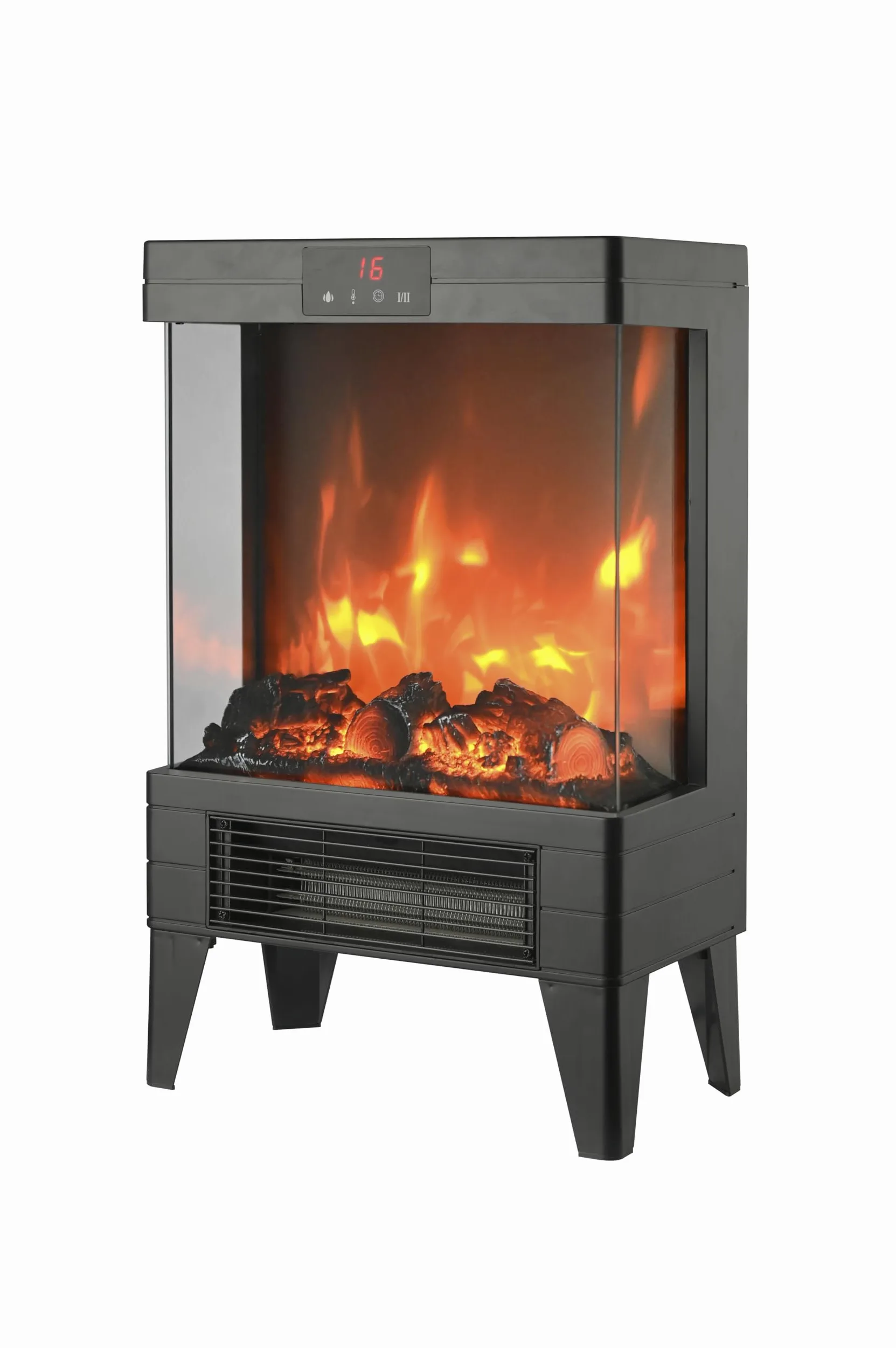 Zephir, Caminetto elettrico,2 livelli di potenza 1000/2000W, Protezione anti surriscaldamento, Termostato regolabile, Effetto fiamma accesa indipendente, Timer 12h, Telecomando