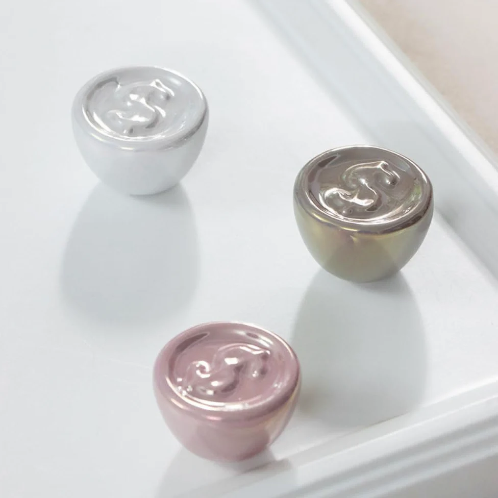 Generico Pomelli per Mobili Decorativi a Forma di Moneta, 4 cm, Set da 2 Pezzi, Design Elegante in Vetro con Simbolo $, Disponibile in Argento, Bianco, Rosa (rosa)