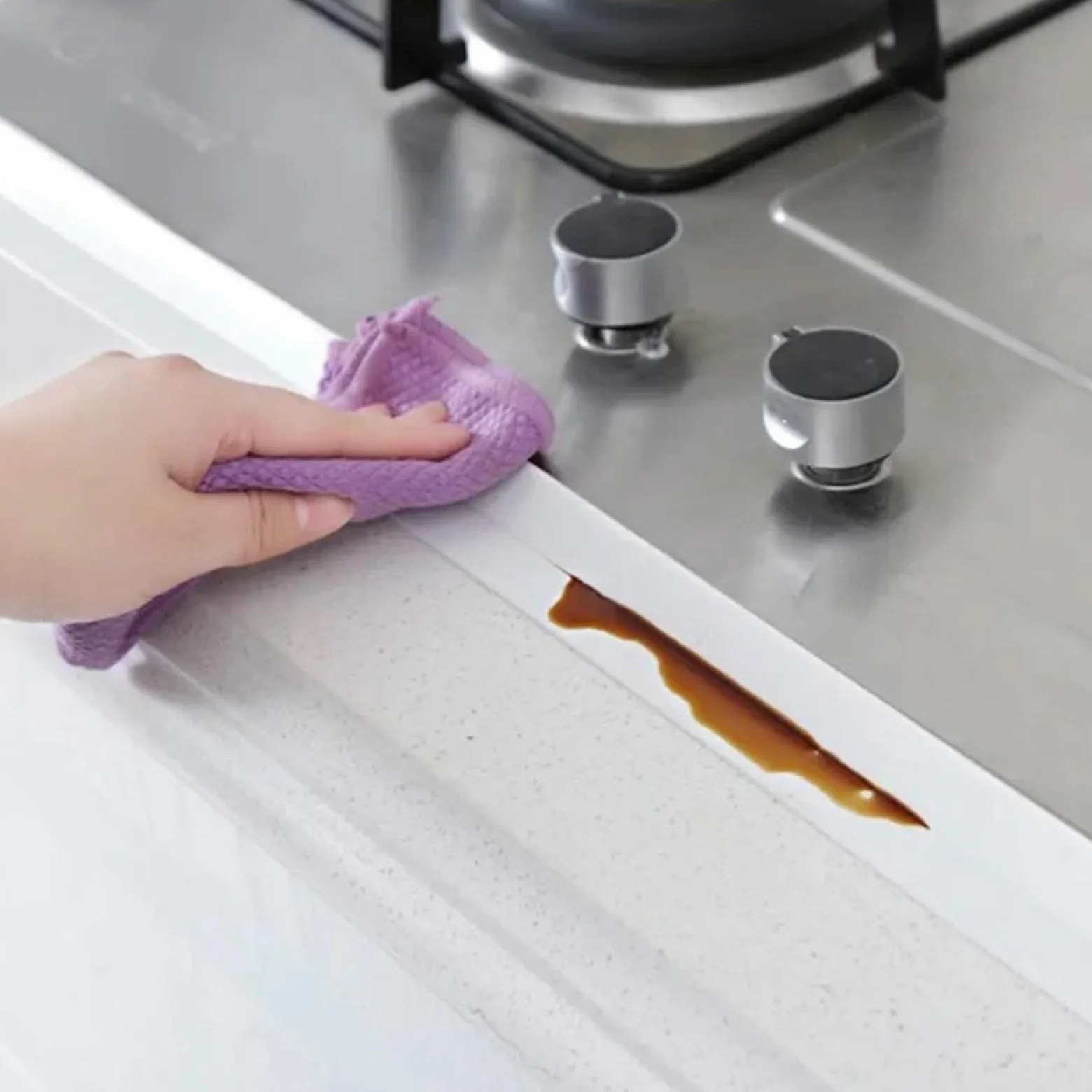 Nastro sigillante, Adesivo for Colla da Parete for Bagno Autoadesivo in PVC Resistente all'olio 3 Rotoli(3.2m,2.2cm)