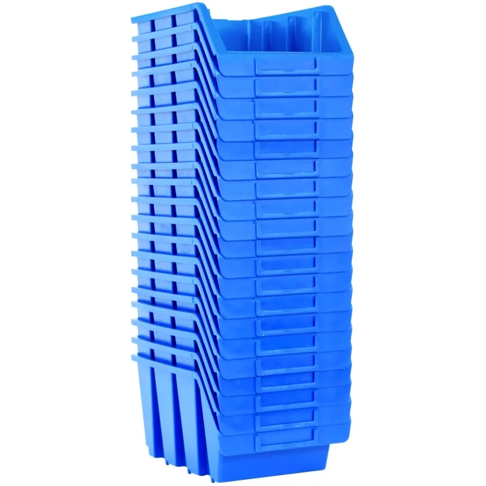 Scatole impilabili in plastica blu, 170 x 240 x 126 mm, 20 pezzi, con porta etichette, scatole impilabili per officina, garage, conservazione di attrezzi, piccole parti, viti, scatola