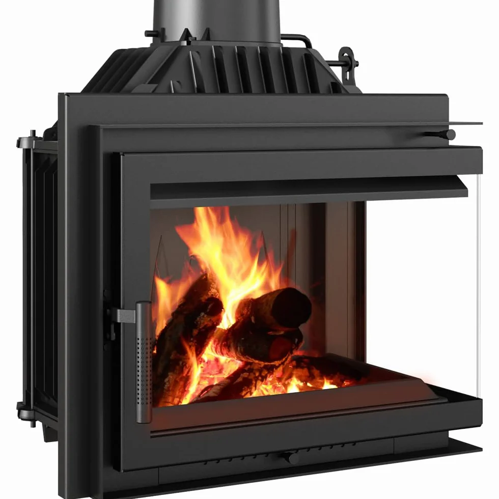 KRATKI Inserto per camino in ghisa a legna SIMPLE 8 kW Ø180 destro A 2 80 | Ghisa nero, efficienza 80,1%, classe A. Ecodesign, BImSchV 2.; combustione efficiente; basse emissioni; calore uniforme