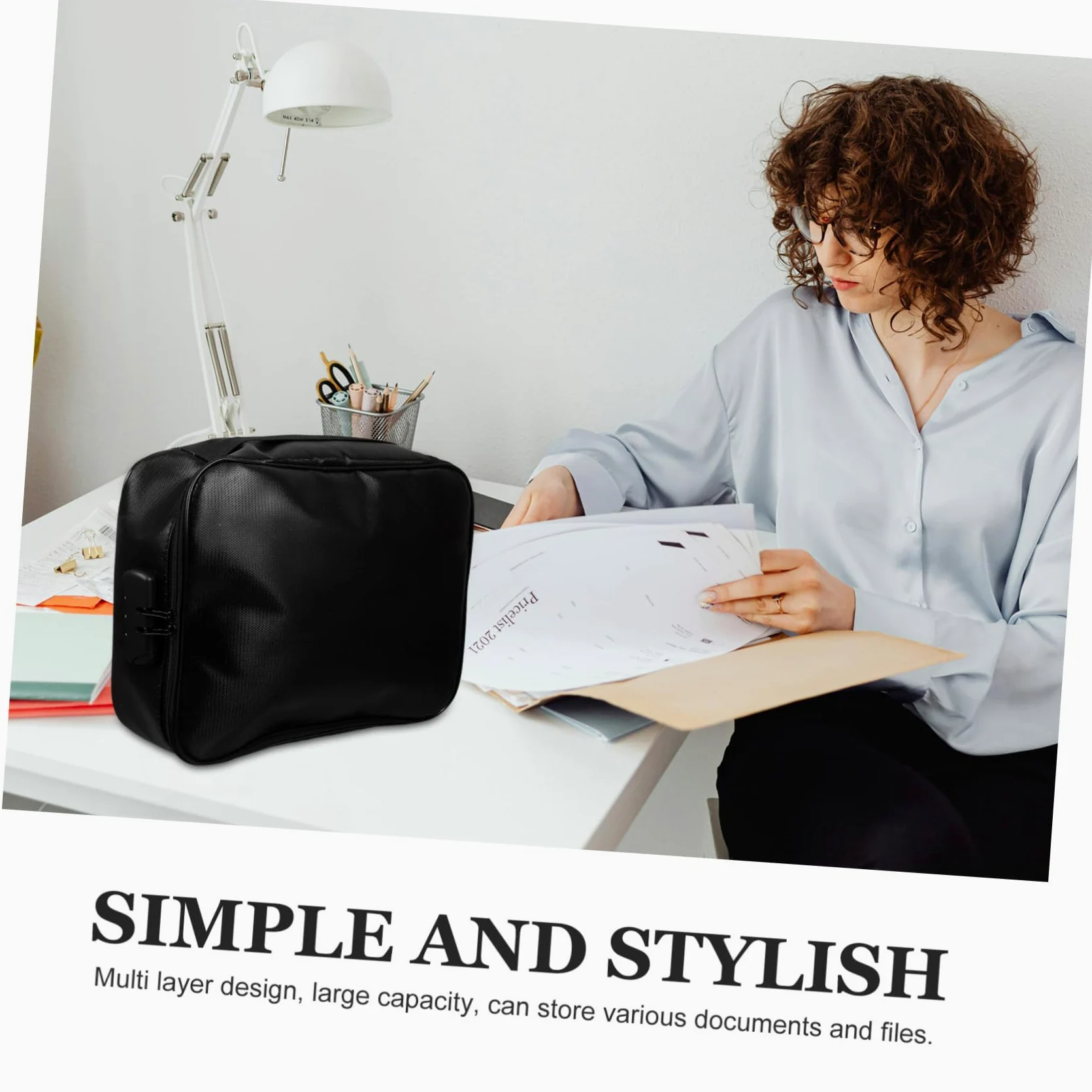 Sacchetto Ignifugo per Documenti Multi Strato in Fibra Nera | Uso Viaggio e Quotidiano, Design Elegante e Resistente, Organizer Portatile Chiusura Sicura