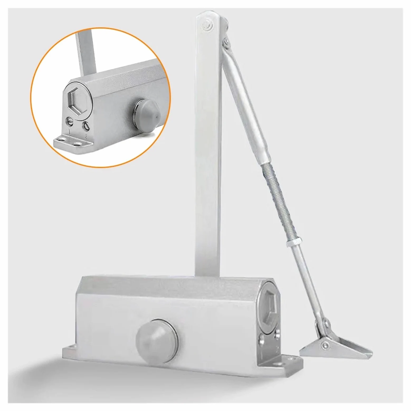Chiudiporta automatico sistema di sicurezza regolabile velocità di chiusura/chiusura in alluminio per porte sinistra e destra 25-85 kg, facile per uso domestico commerciale (peso porta 45