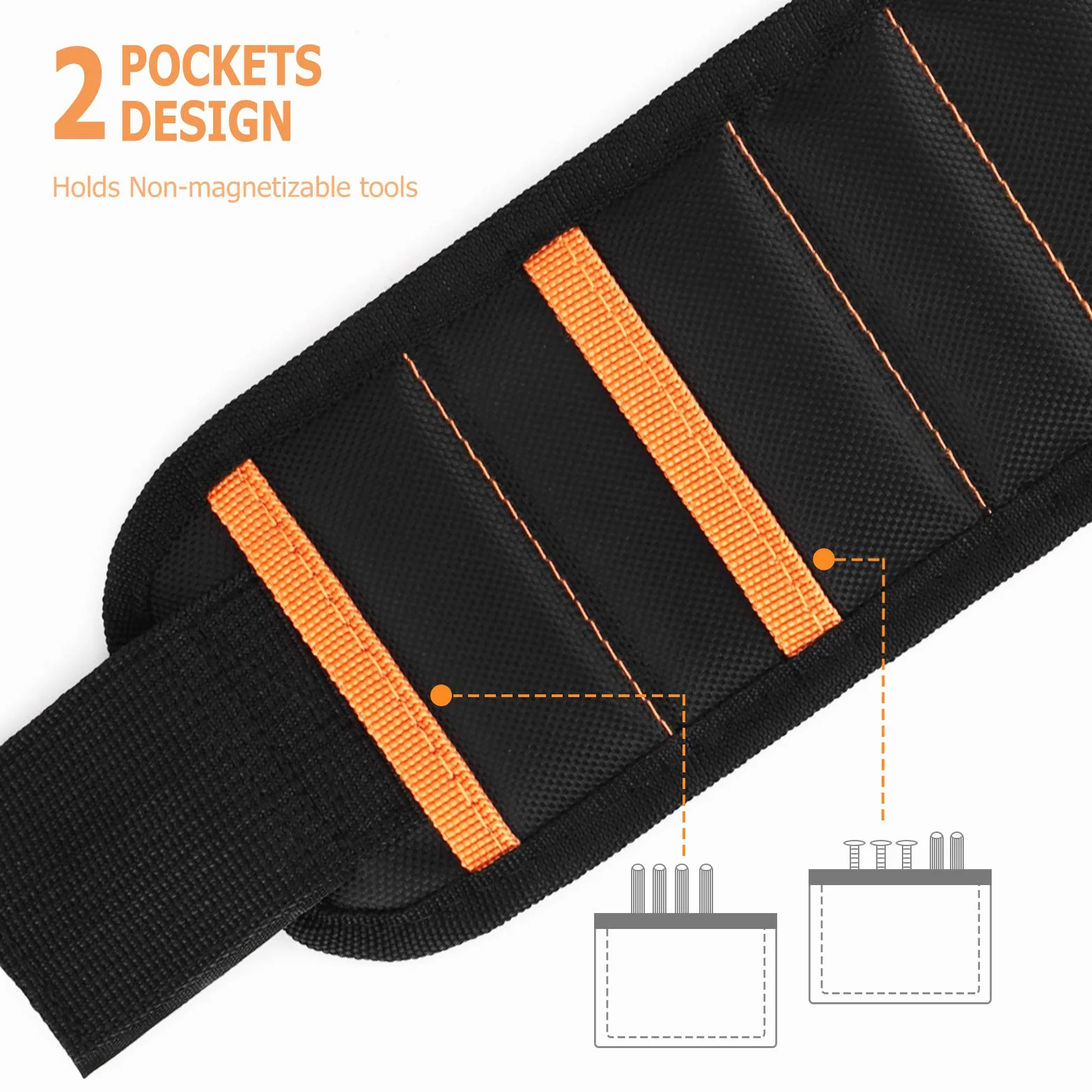 Bracciale Magnetico Uomo con 15 Magneti Super Forti per Fissaggio Viti Chiodi Attrezzi