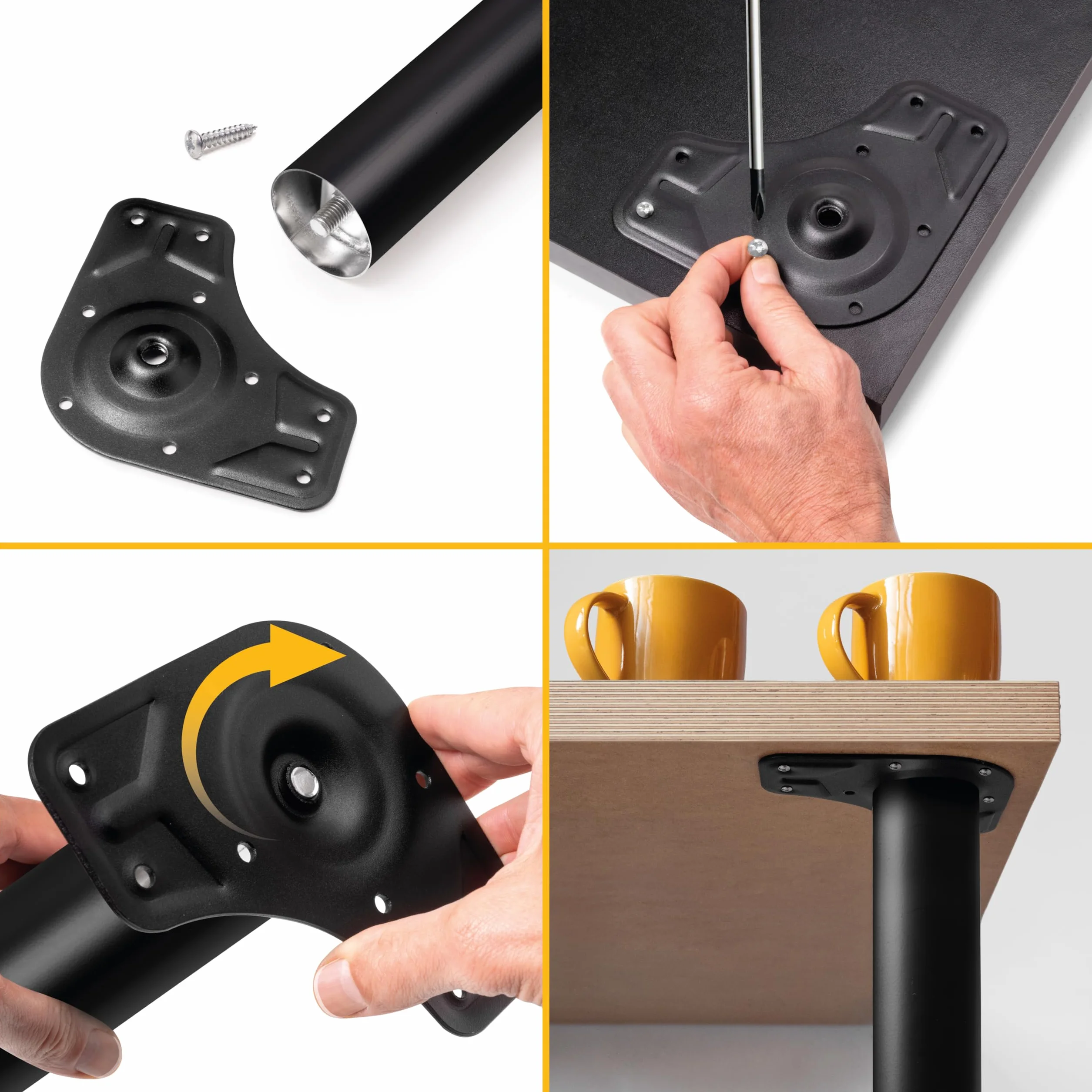 Emuca Gambe regolabili per tavolo acciaio Ø60x710mm altezza regolabile 710-730mm nero kit 4 piedi