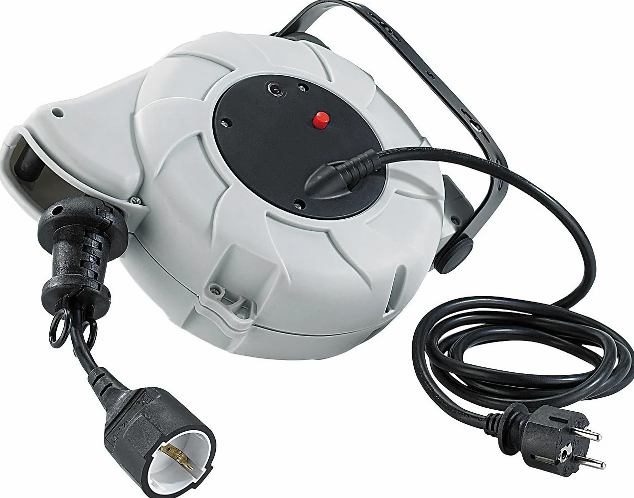 revolt Avvolgicavo elettrico automatico da soffitto/parete, 9 m, 16 A