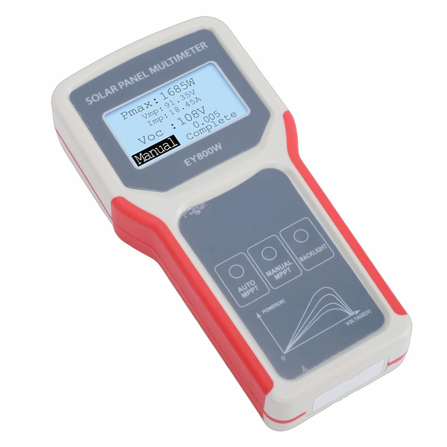 Goshyda Tester per Pannelli Solari, Misuratore MPPT 5-800 W 12-60 V con Rilevamento MPPT, Multimetro Fotovoltaico per Risoluzione dei Problemi Solari, Doppia modalità Automatica/manuale, Display LCD