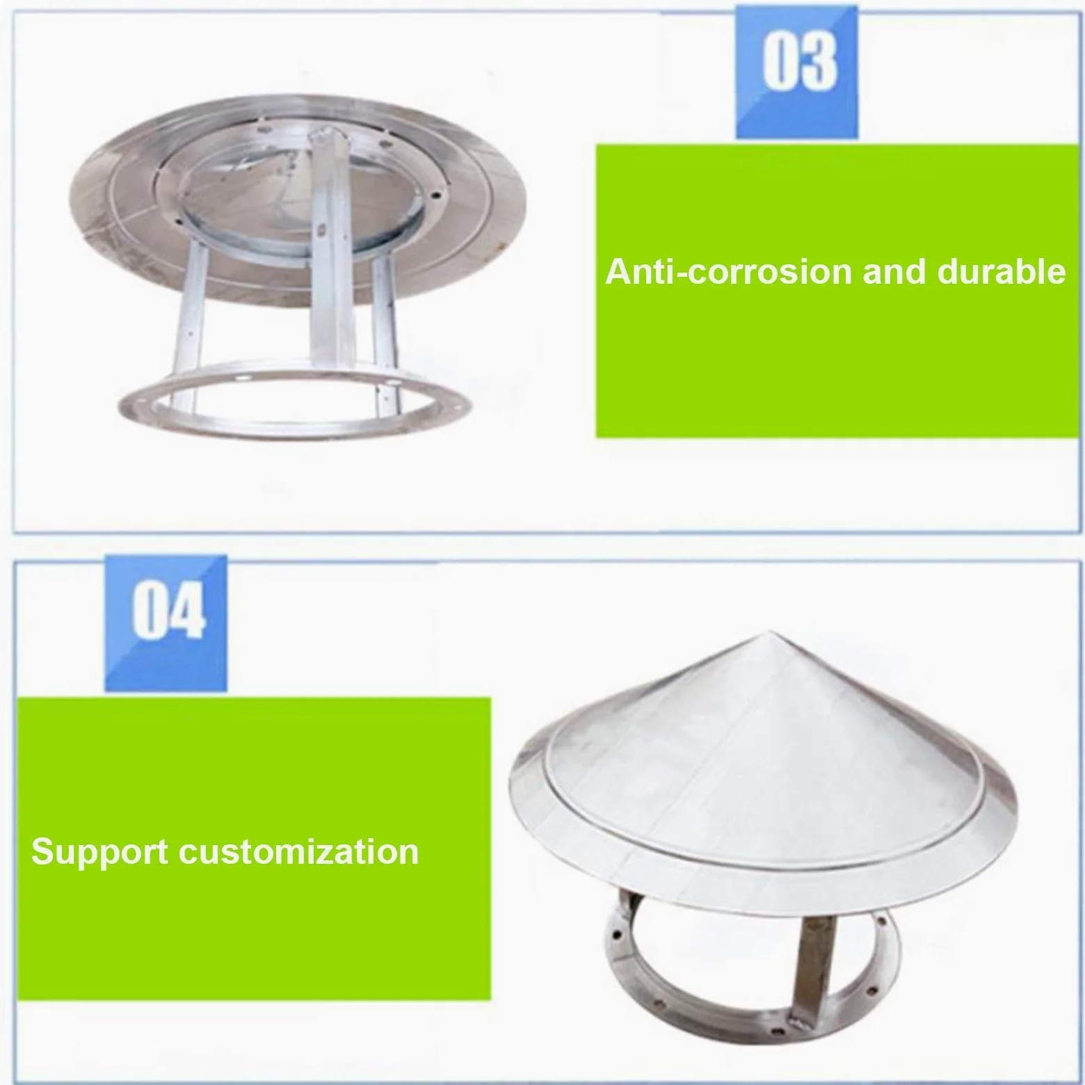 Camino sfiato Cappello Rotondo Tubo di Scarico Cappello parapioggia Ventilazione Tubo del Camino Hood Draught Fire Tetto Cowl,250mm