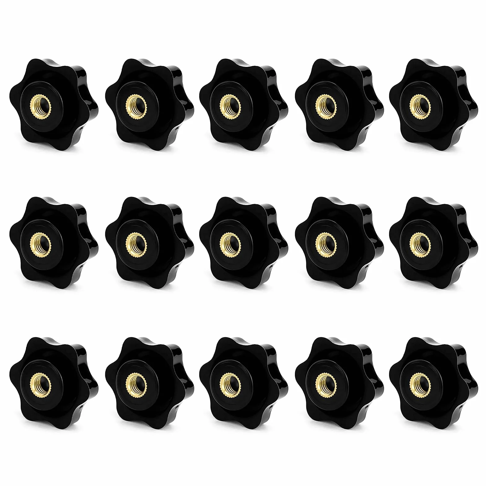 Manopole a stella M8 diametro esterno 32 mm nere 15 pezzi