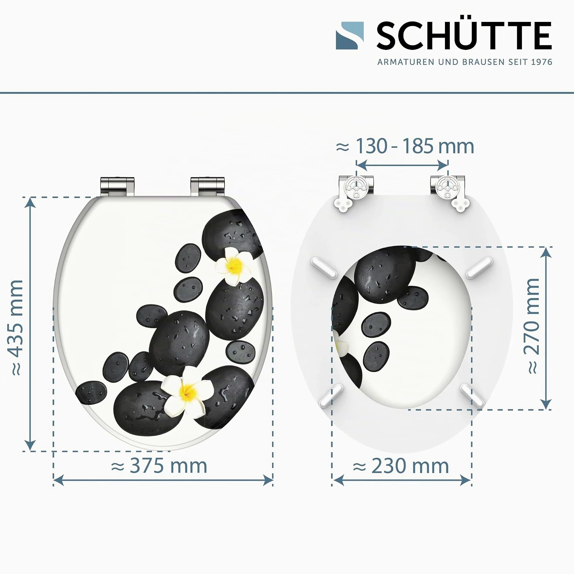SCHÜTTE Tavoletta WC chiusura ammortizzata legno | Copriwater universali globo | Coperchio Water MDF | Sedile WC Universale | Asse Water | Fino a 250 kg | STONES