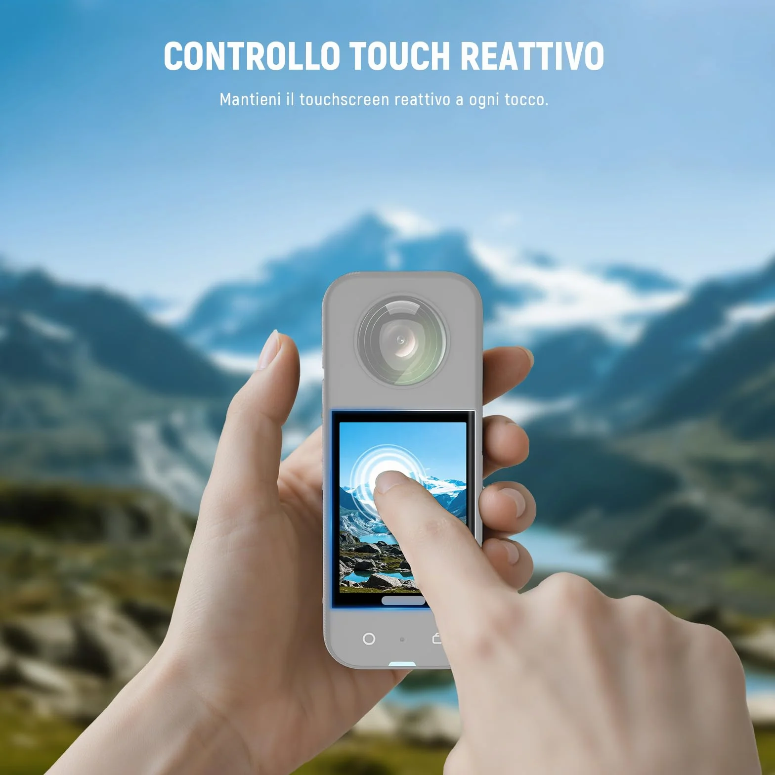 NEEWER Protezione per Schermo/Lente Compatibile con Insta360 X5 X4 Action Cam, Pellicola Protettiva per Schermo Temperato (2pz), Cap Custodia Protettiva in Silicone e Kit Accessori di Ricambio, CA156