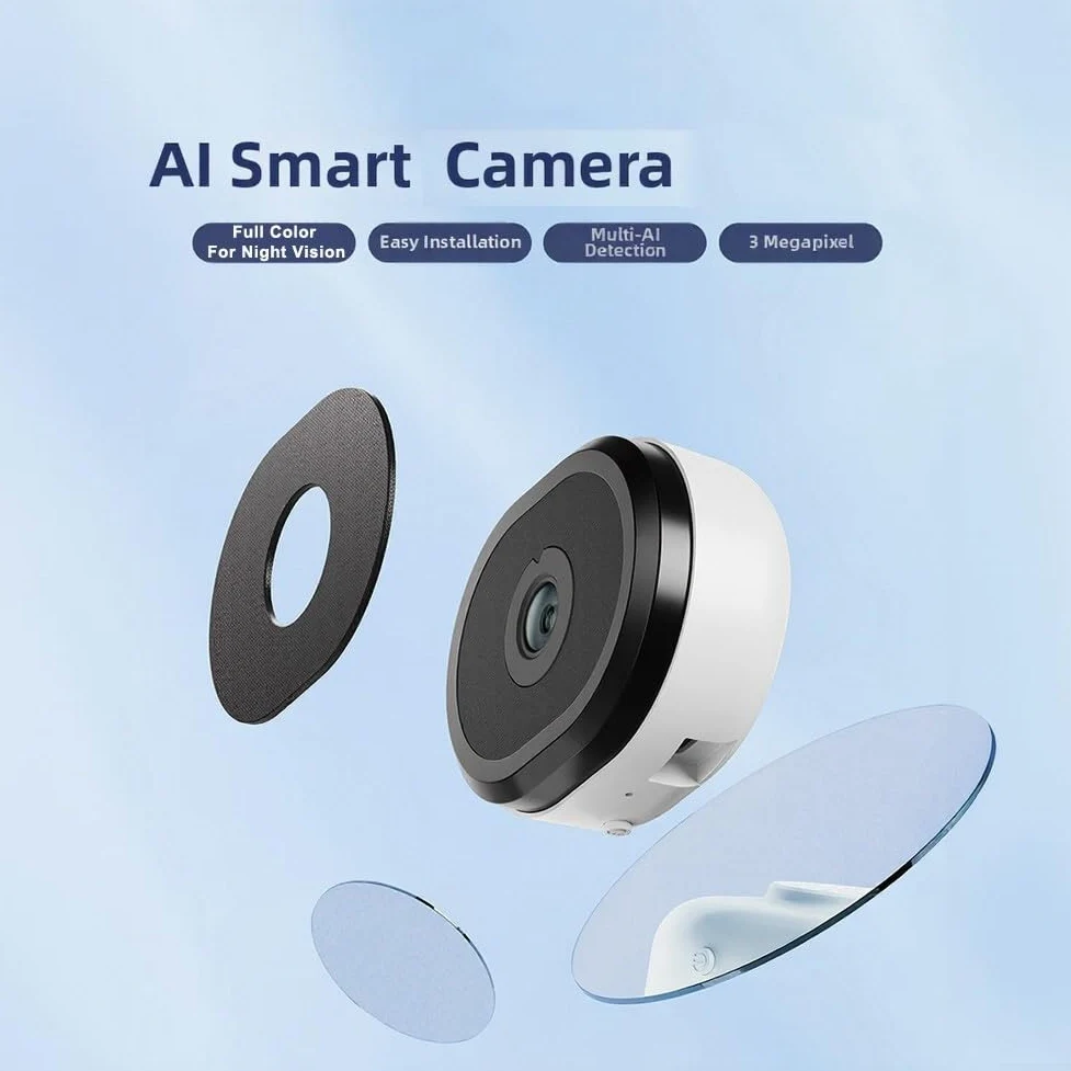 Telecamera Wi-Fi 2K 3MP con AI, visione notturna a colori, audio a 2 vie, WiFi 2,4/5 GHz, telecamera di sorveglianza per interni/esterni, bianco