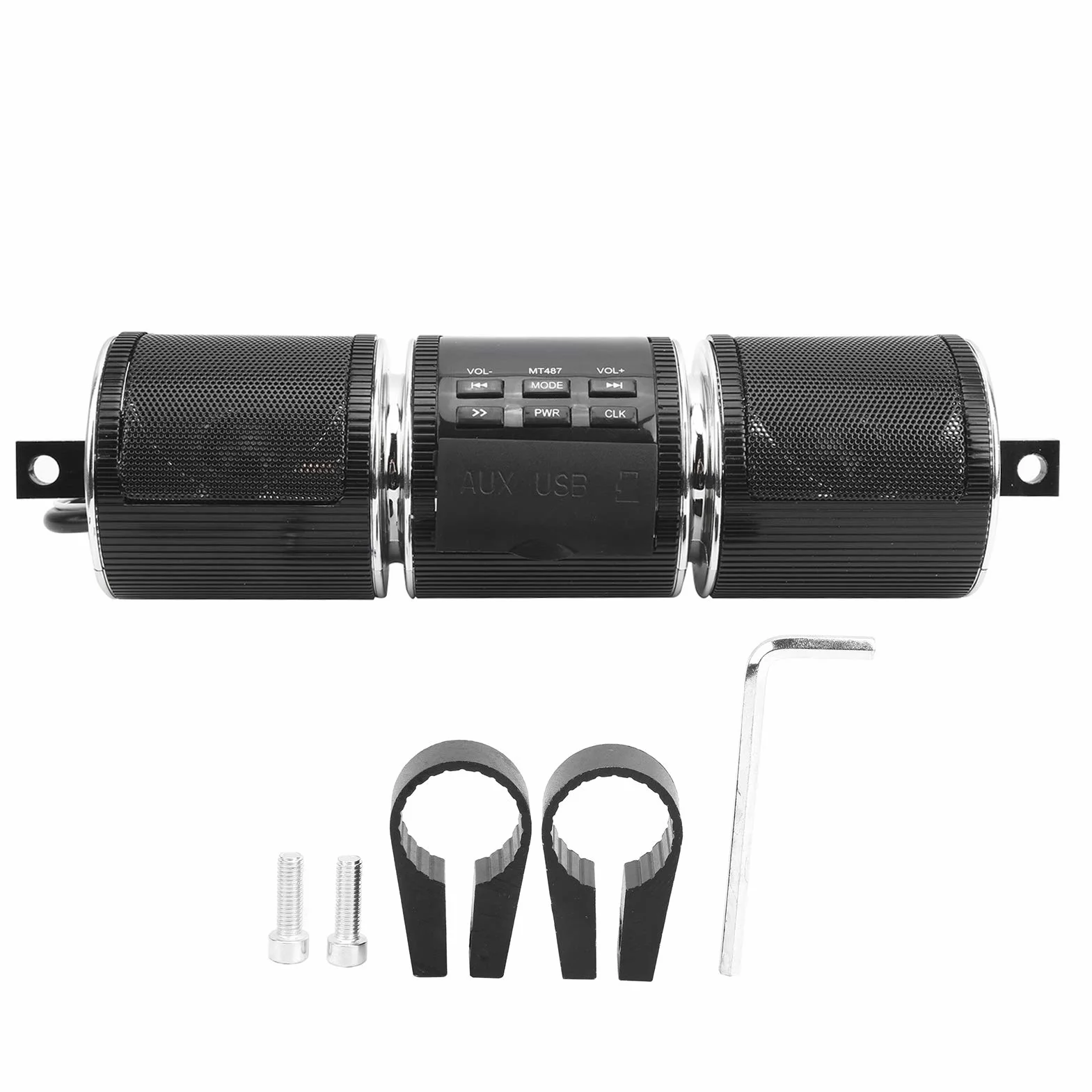 aqxreight Altoparlante Stereo per Moto di Lettore per Manubrio Audio Impermeabile MP3 (Black)