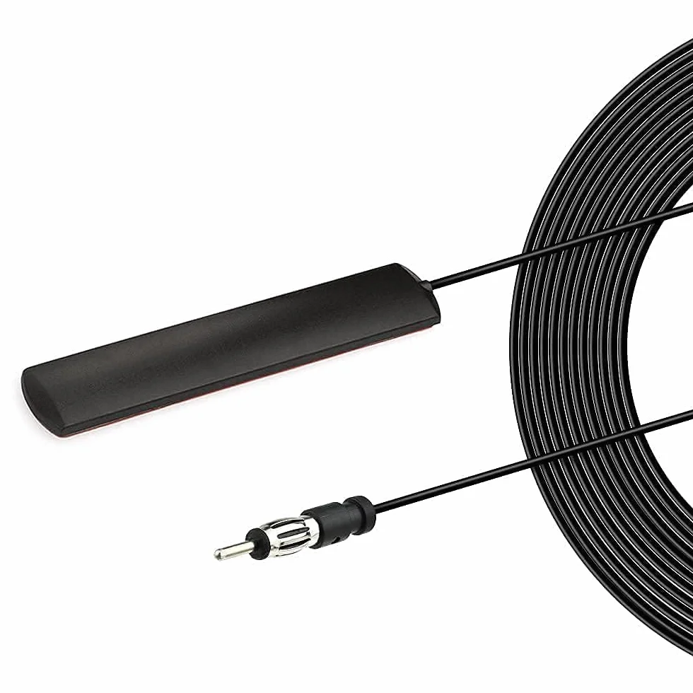 Bingfu Adattatore Antenna Autoradio Interna Antenna Elettronica Amplificata Radio Auto Universale ANT-309 Adattatore DIN 88Mhz-110Mhz Parabrezza Adesiva 3M Cavo