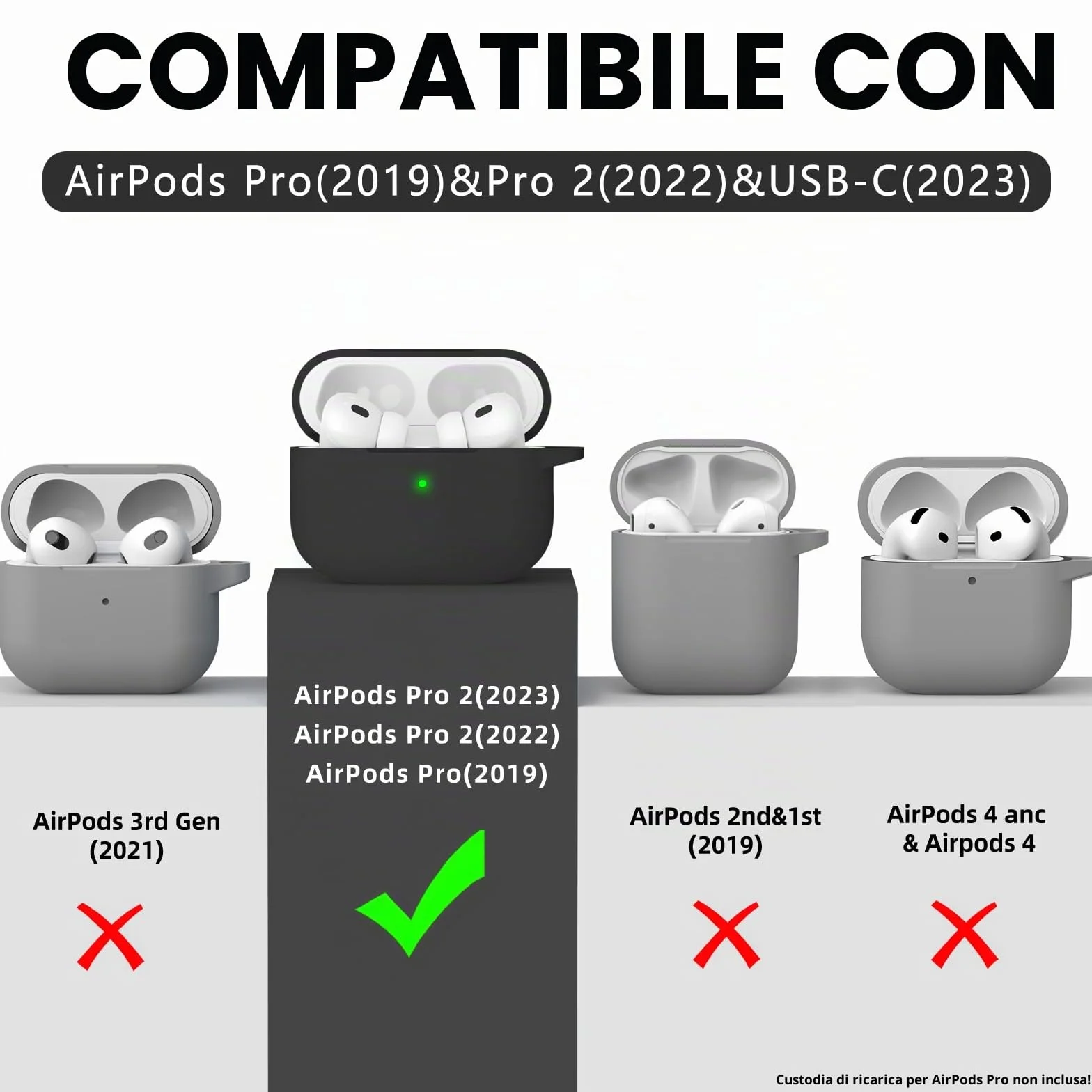 Inesore Compatible with Airpods Pro 2 Custodia Cover,Silicone Protective Case for Apple Airpods Pro 2nd/1st Generation Charging Case with Keychain and Cleaner Pen,for Women Men-Black