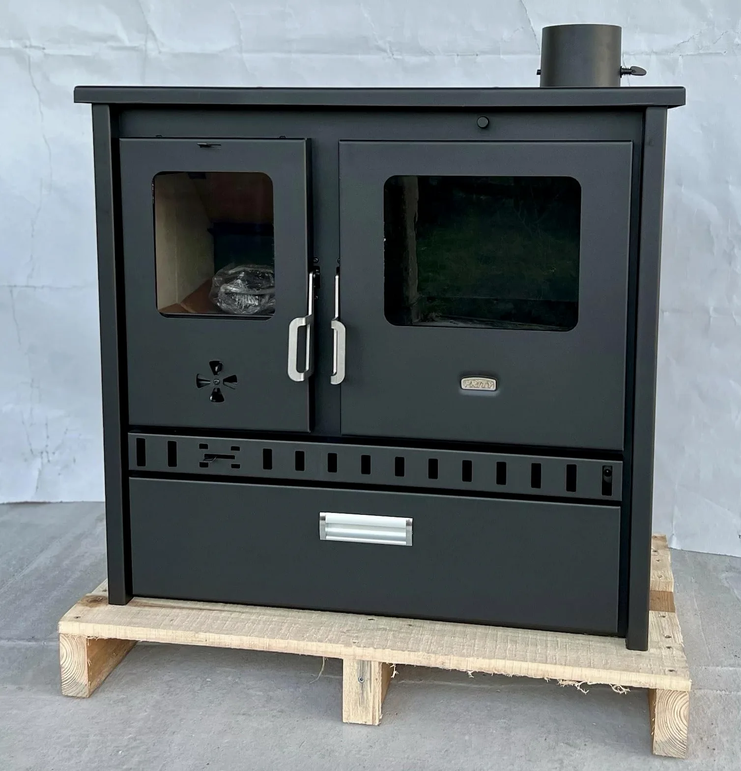 Prity 1P36D - Forno a legna con forno singolo, certificato CE, fornello da cucina compatto a combustibile solido