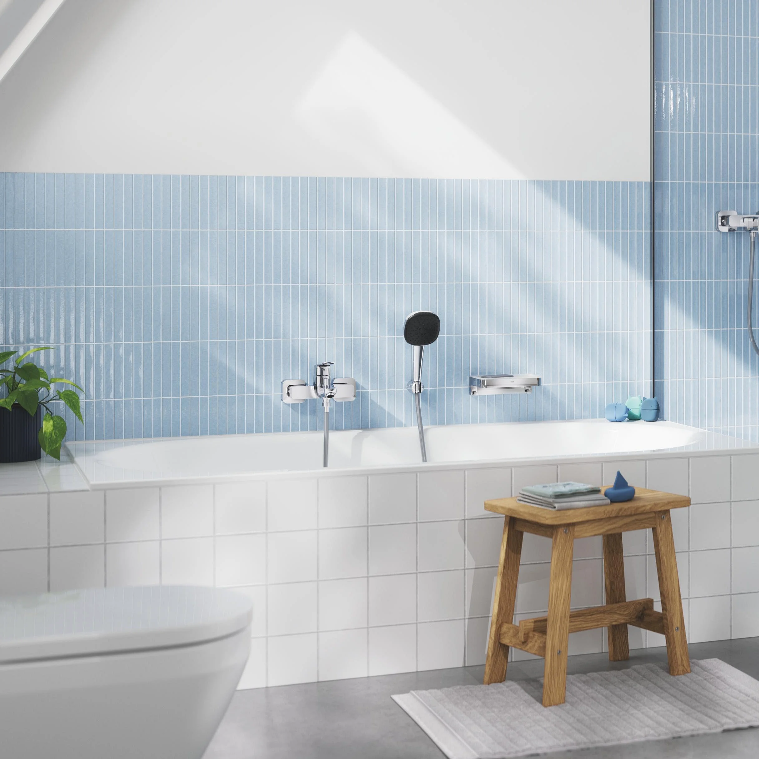 GROHE Dice Miscelatore vasca/doccia a vista con deviatore automatico parete leva metallo cartuccia ceramica 35 mm QuickSpanner Cromo