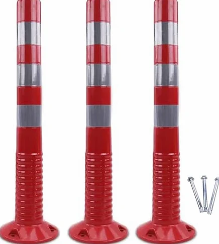 Generico Confezione da 3 paletti di delimitazione Stradale Flessibili - Dissuasori di parcheggio Resistenti con bulloni di espansione, Barriere di Sicurezza Rosse e Gialle per la Gestione di Strade e
