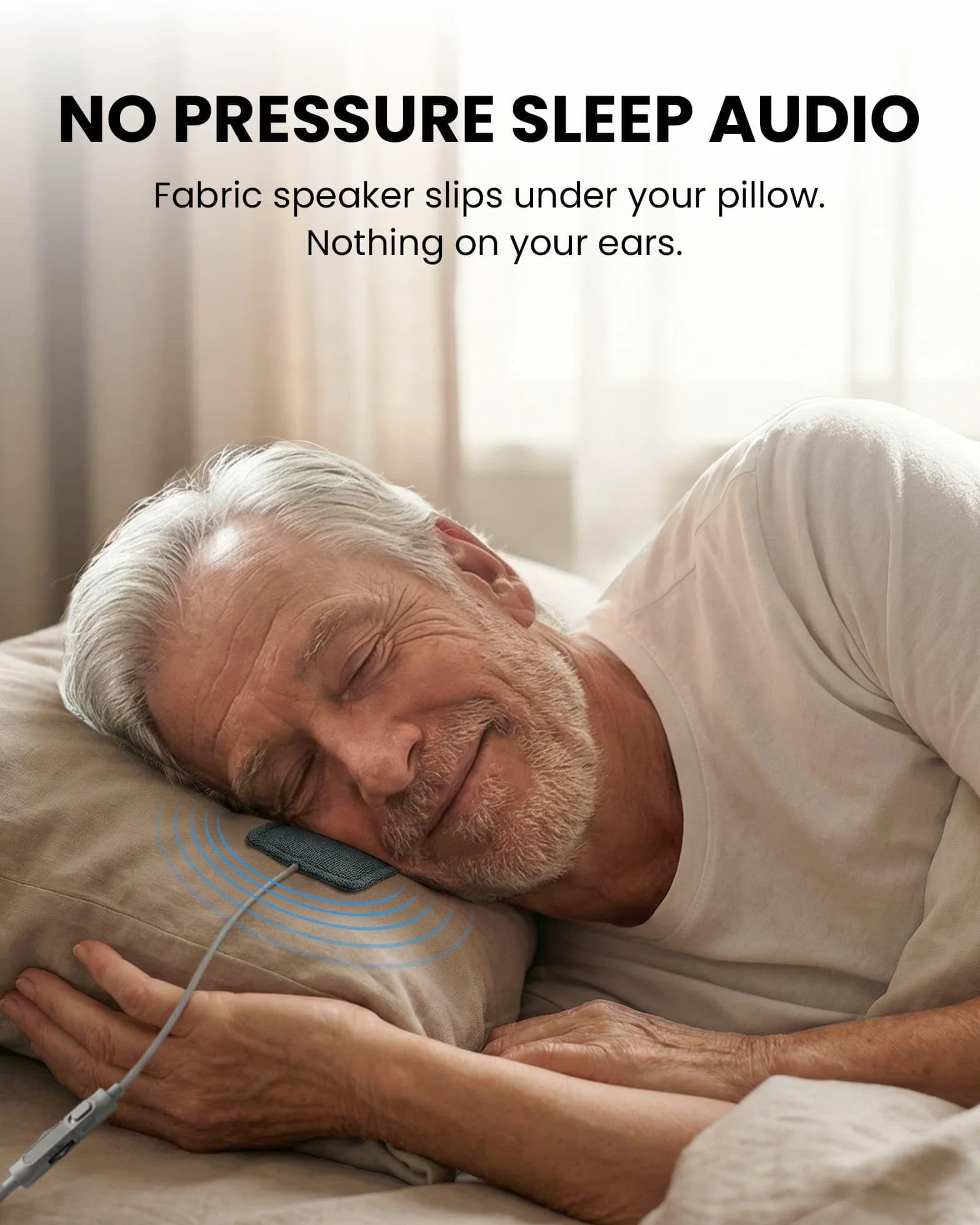 Avantree Slumber Mini – Altoparlante Da Cuscino Con Cavo Per Dormire, Audio Notturno Morbido, Senza Ricarica, Controllo Volume In Linea, USB-C E AUX, Cuffie Per Podcast E Audiolibri