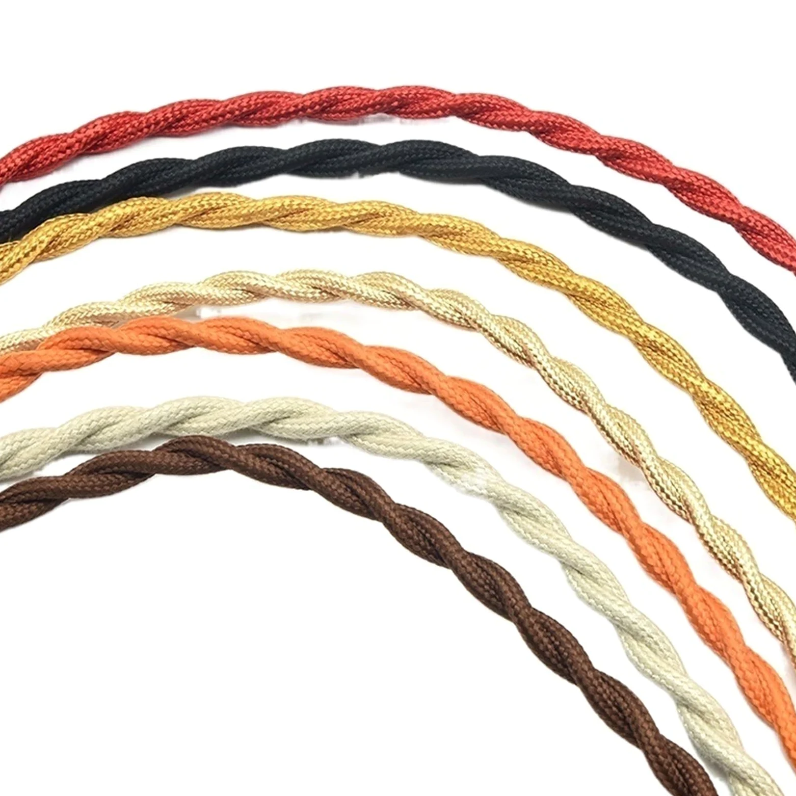 filo tessile intrecciato, Cavo di alimentazione intrecciato lampada quadrato da 0,75 mm², 2(Linen color,20Meter)