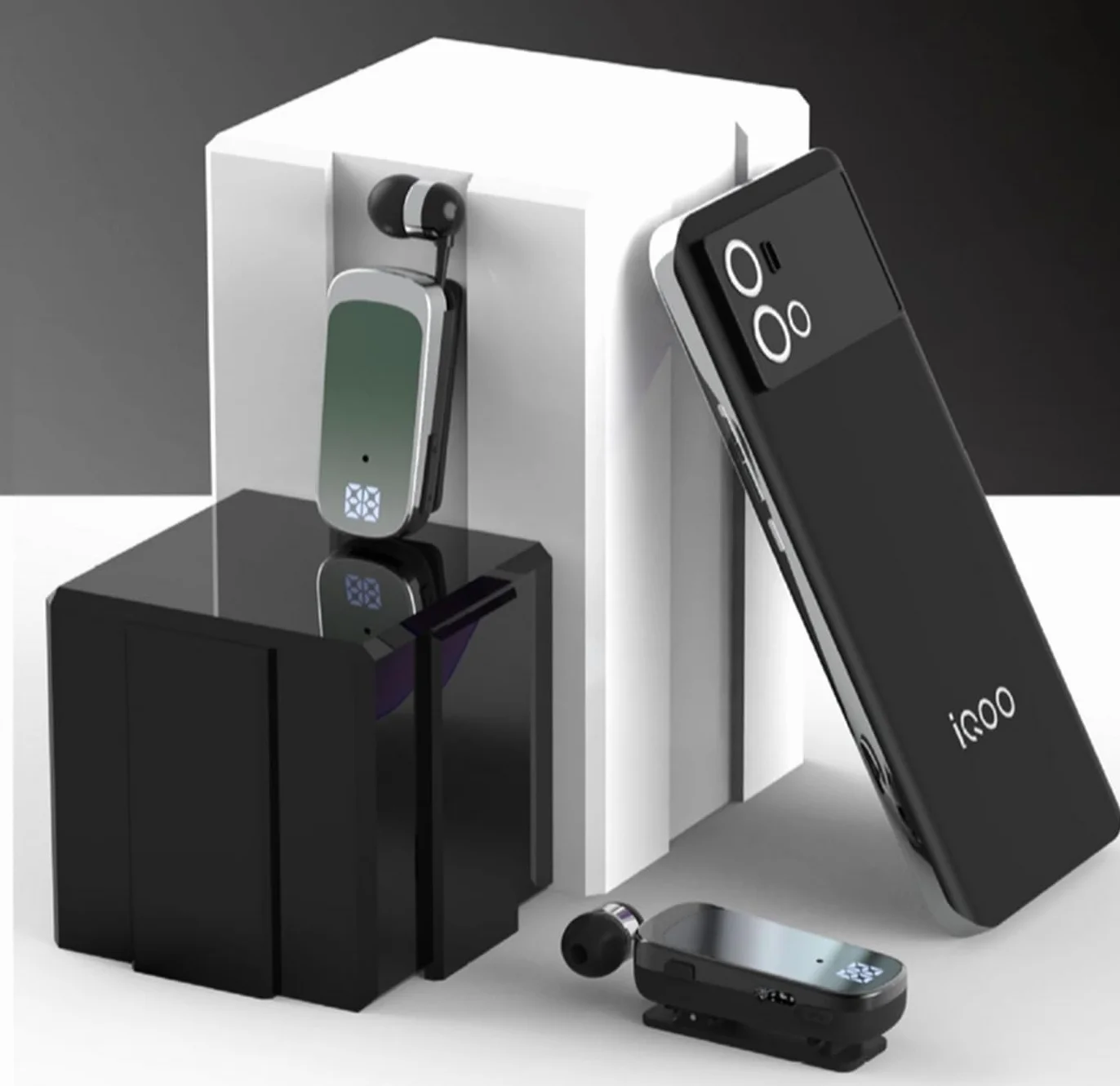 Auricolare Bluetooth Business con Filo Retrattile, Auricolar Senza Fili con Microfono, Bluetooth V5.2, Vivavoce, Compatibile per Universale Smartphone (Nero)