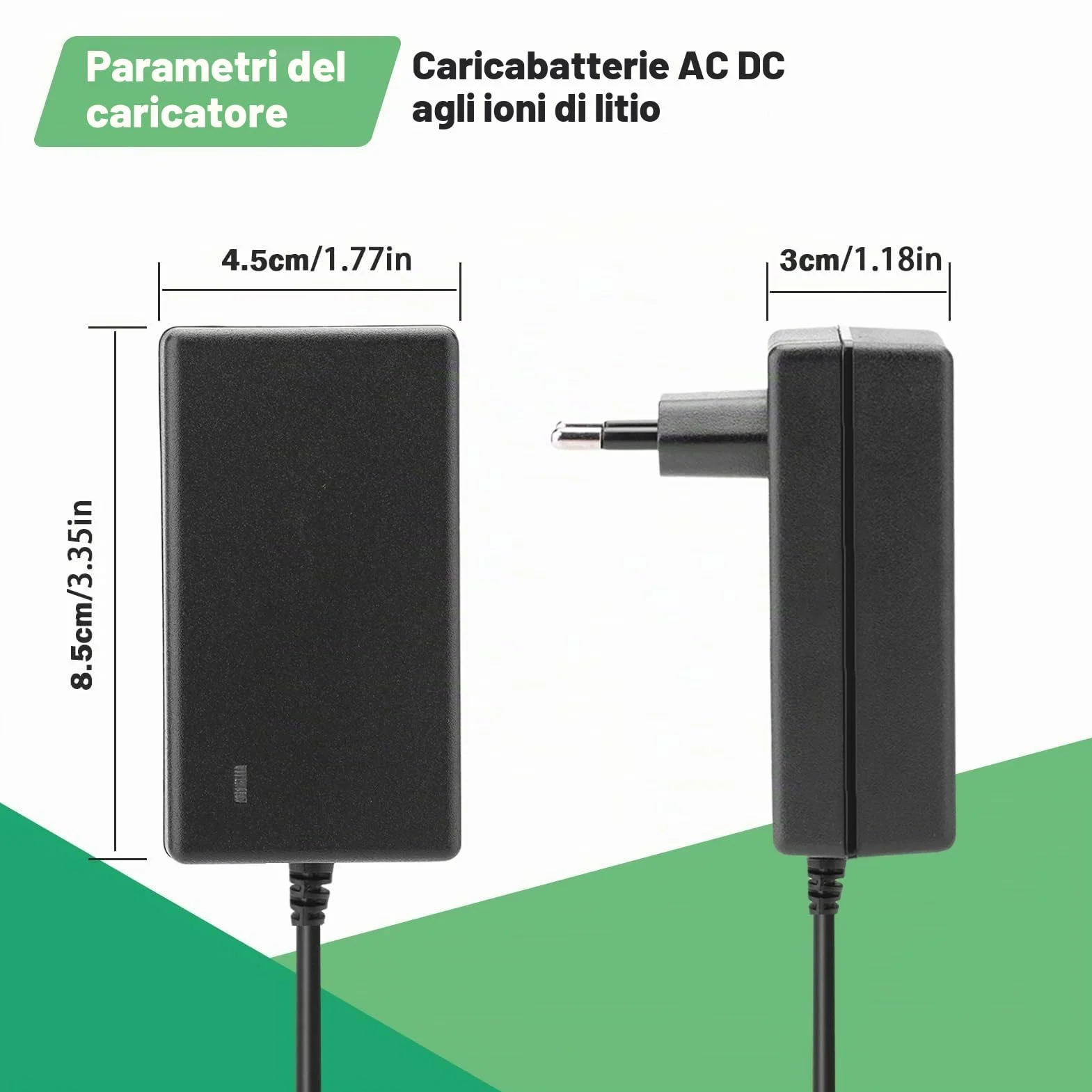 Adattatore di alimentazione a batteria agli ioni di litio, adattatore di alimentazione di ricarica di ricambio CA 100-240 V CC 21 V 2 A, caricatore adattatore professionale di protezione(EU)