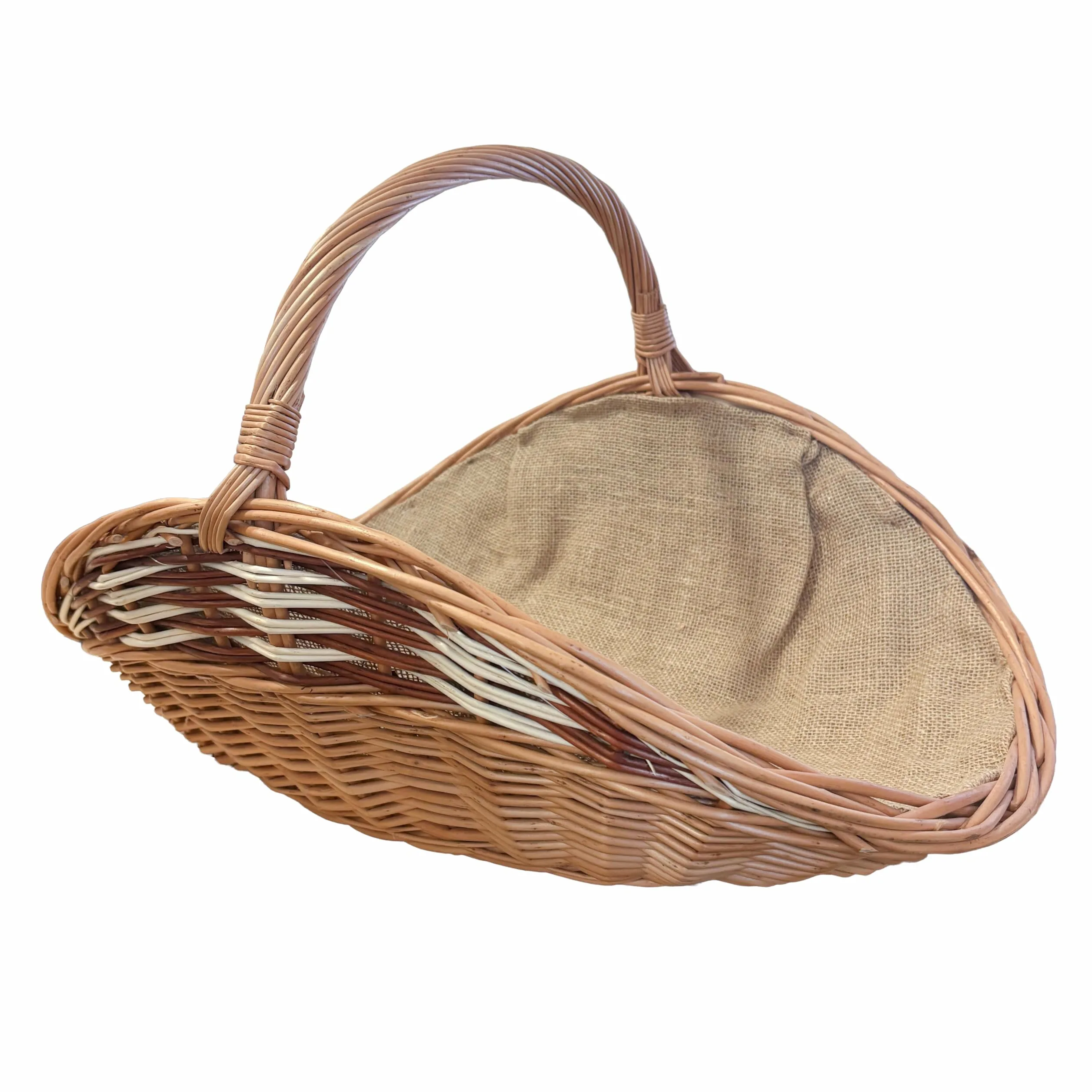 Cesto per Legna da Ardere in Vimini Con Iuta, 60 x 34 cm, Cestino per Legna
