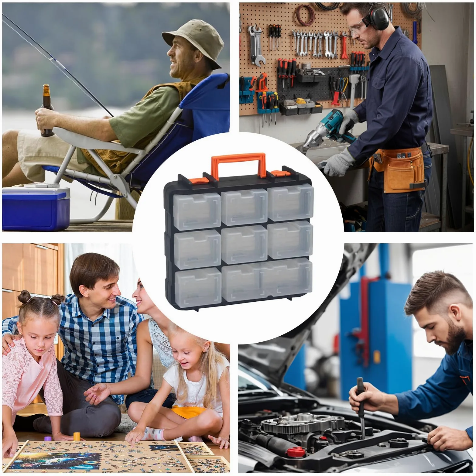 Scatola Organizzatrice per Piccoli Componenti Scomponibile con Maniglia | Scatola Per Piccoli Pezzi E Attrezzi per Viti Bulloni Giocattoli Gioielli Ufficio Garage Officina e Spazio Creat