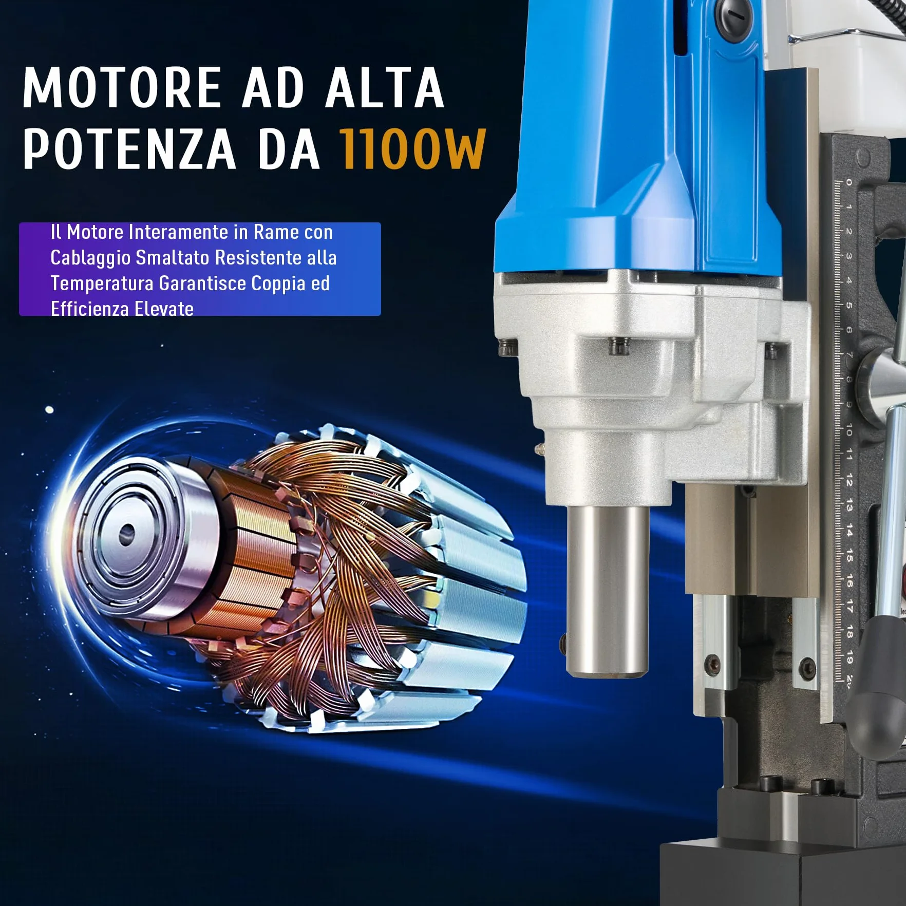 ZELCAN 1100W Trapano Magnetico Elettromagnetico Portatile 1200N 40 mm, Profondità 50 mm