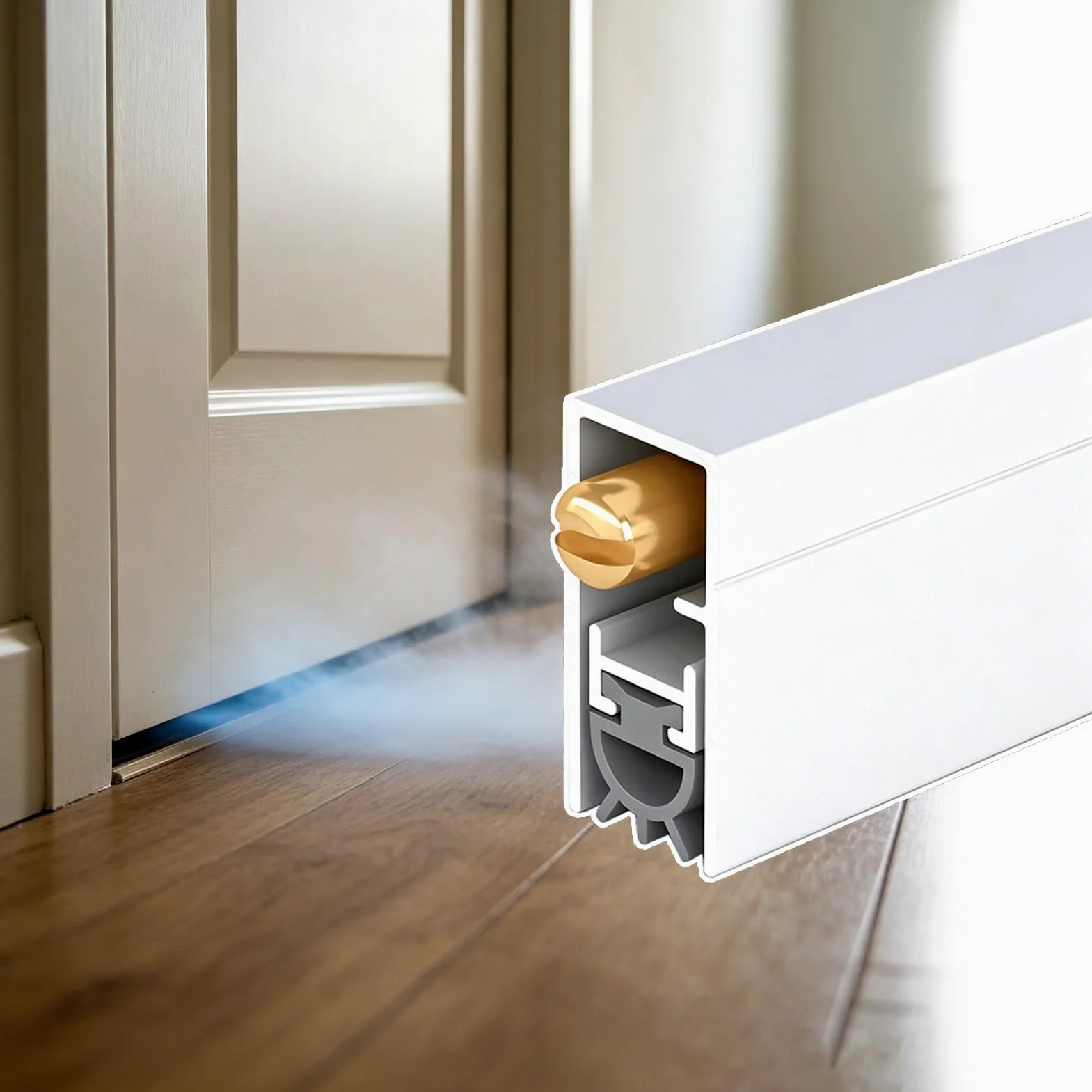 Paraspifferi Sottoporta Guarnizione Automatica Scomparsa Forma U Porte Locali Climatizzati | Guarnizione Inferiore per Porta Insonorizzata in Lega Alluminio, Ricambio Personalizzabile Guarnizioni Tenuta(83cm(32 3/4"))
