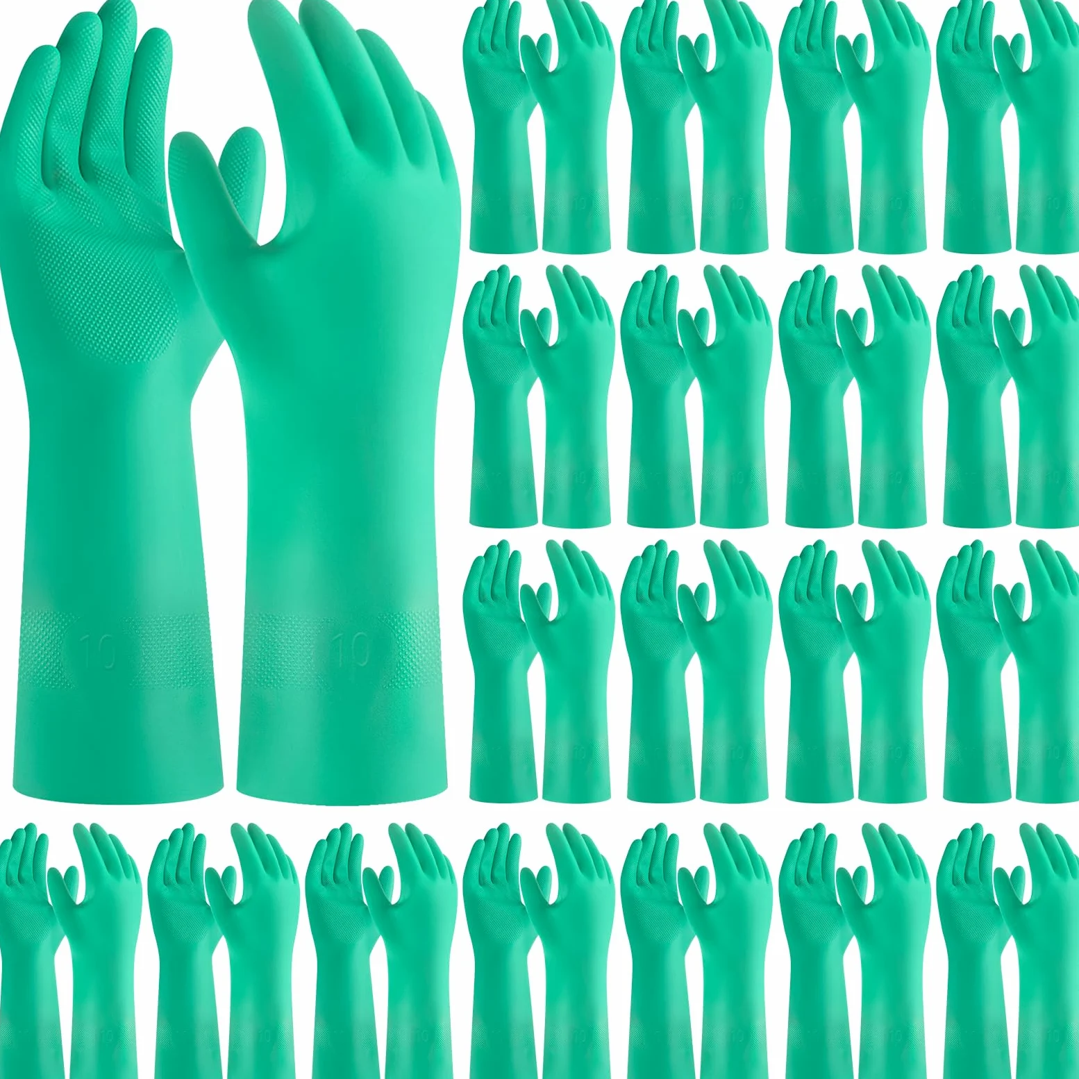 20 paia di guanti in nitrile, resistenti agli agenti chimici, riutilizzabili, resistenti, resistenti agli acidi, agli alcali e all'olio, senza lattice, per uso industriale e pulizia della casa