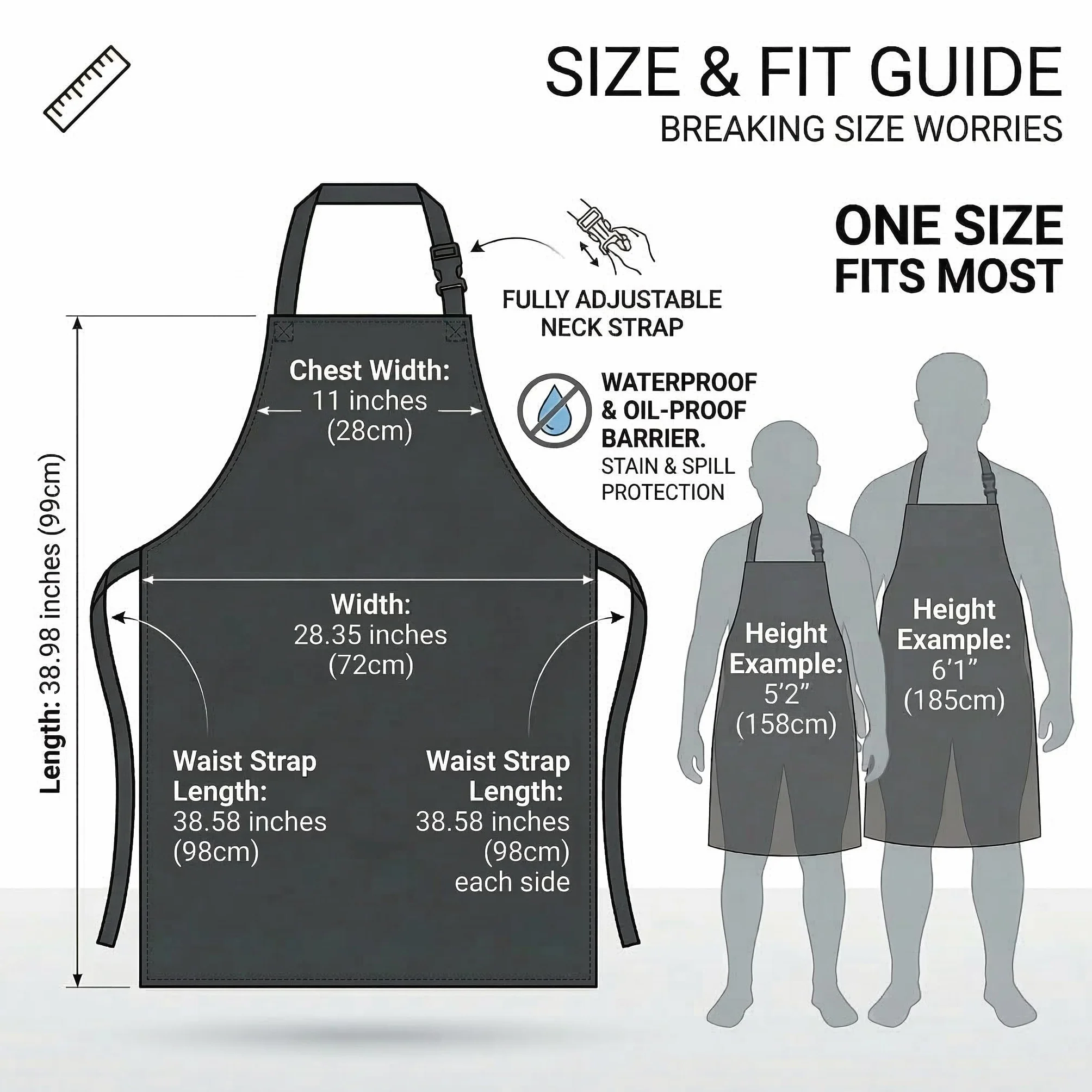 Homsolver 2 Pack grembiule in gomma impermeabile in vinile grembiule da lavoro resistente alle sostanze chimiche con grembiuli in plastica regolabili Macellaio per il lavaggio dei piatti.