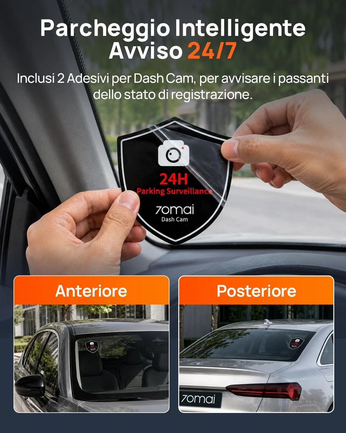 70mai Dash Cam Auto 4K M800 Anteriore e Posteriore, STARVIS 2 IMX678 Super Visione Notturna e Apertura F1.7, Doppio HDR, Supporto 4G LTE e Wi-Fi 5GHz, eMMC da 128 GB Integrata, GPS, Controllo Vocale