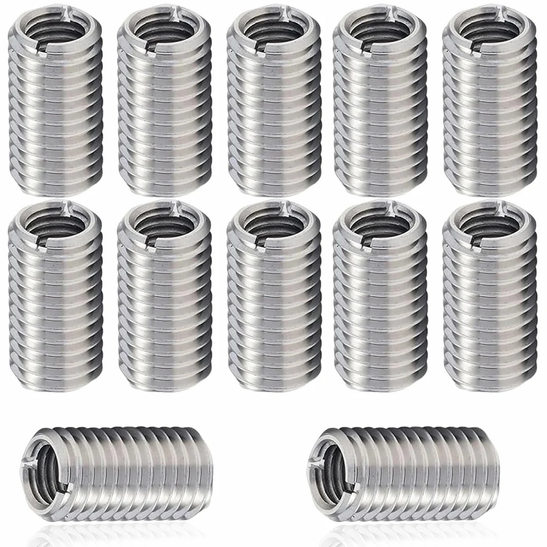IKOPFLN 12 Pezzi Inserto Filettato, Interno M6 Esterno M8 Lungo 10mm Boccola Filettata, Inserti filettati, Boccole Filettate per Metallo per Automotive Turbina A Vapore Attrezzature Meccaniche