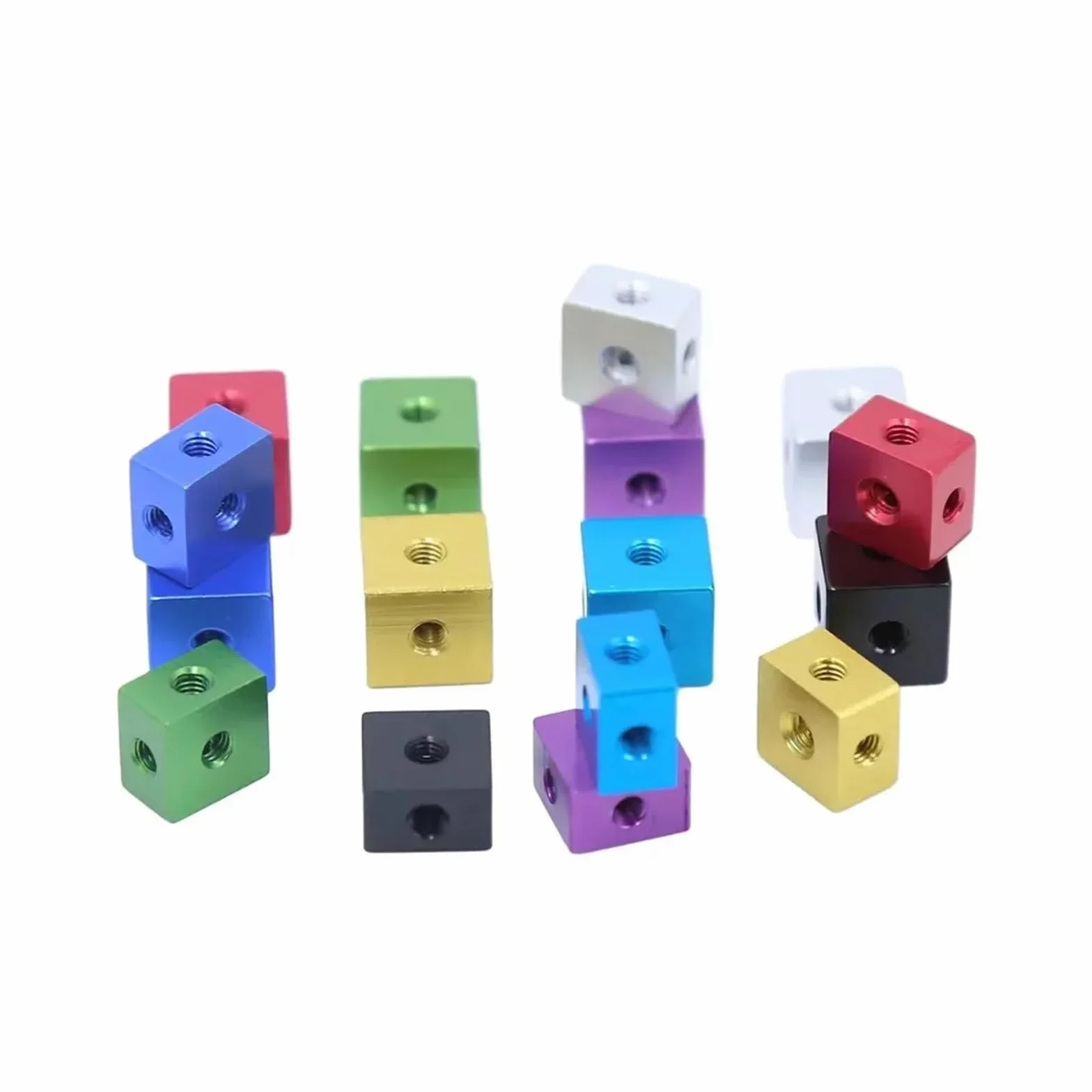 Cubo connettore staffa di fissaggio distanziatore quadrato distanziatore a T 6 vie in lega di alluminio anodizzato M3 M4 M5 M6 M8 M10 5 pezzi