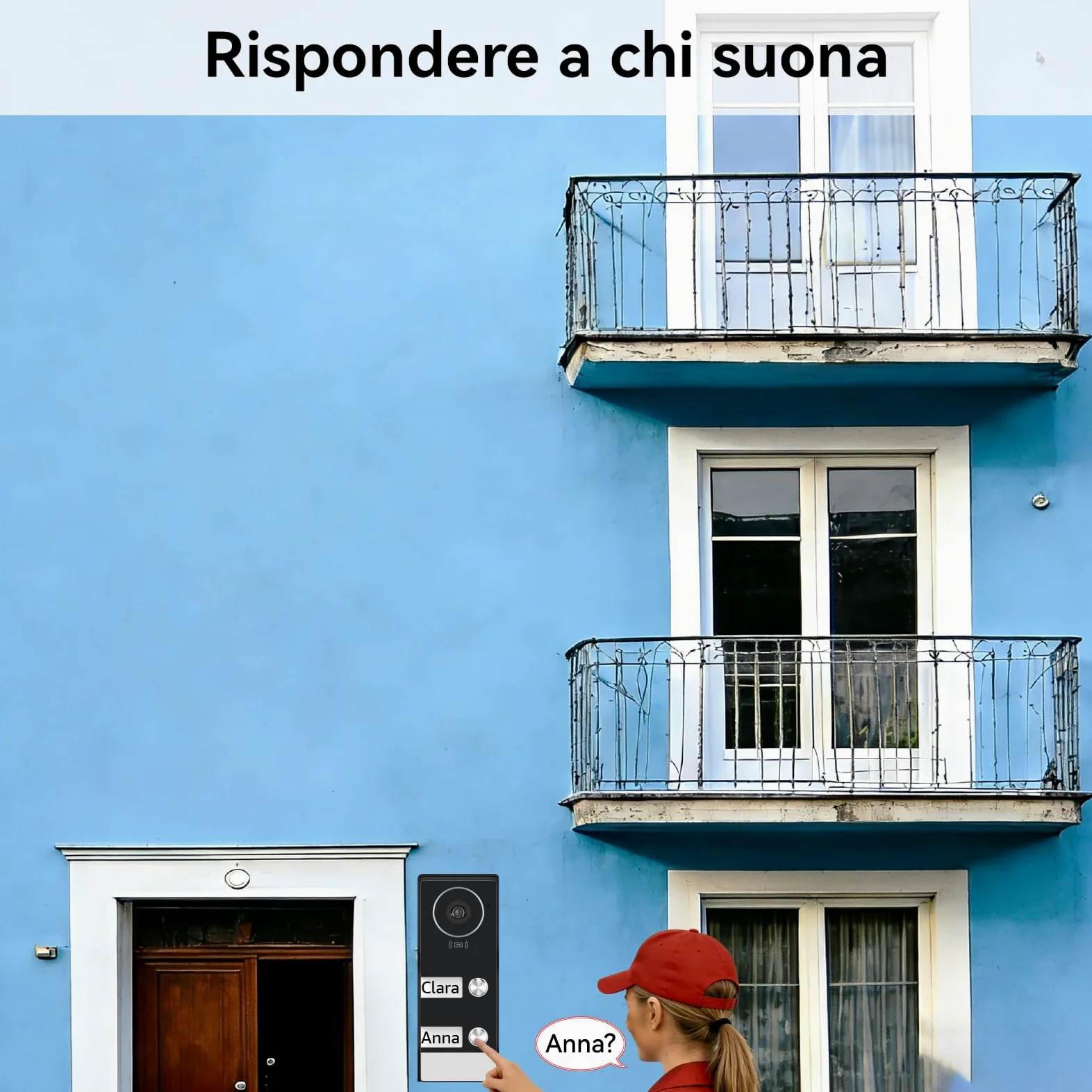 Sistema Videocitofonico Domestico Intelligente, videocitofono cablato con 2 Schermi da 7 pollici, Sblocco Remota, Audio Bidirezionale, RFID, visione notturna,per 2Famiglie
