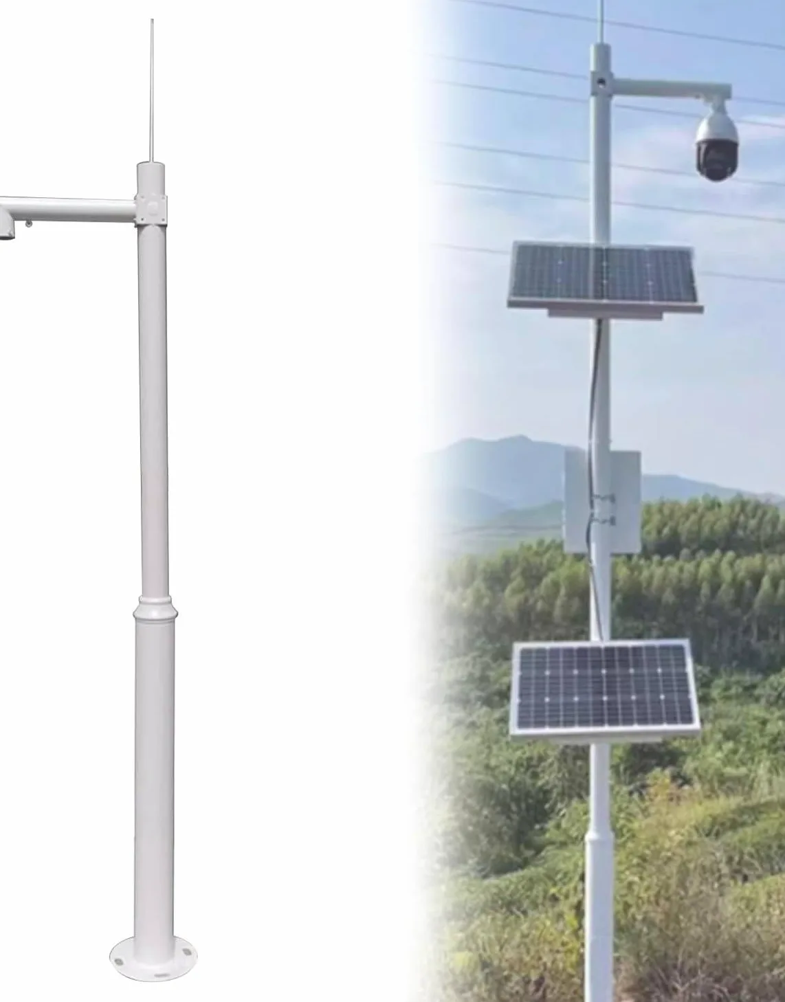 Palo per telecamera di sorveglianza da esterni, con staffe per una facile installazione, design durevole e resistente alle intemperie