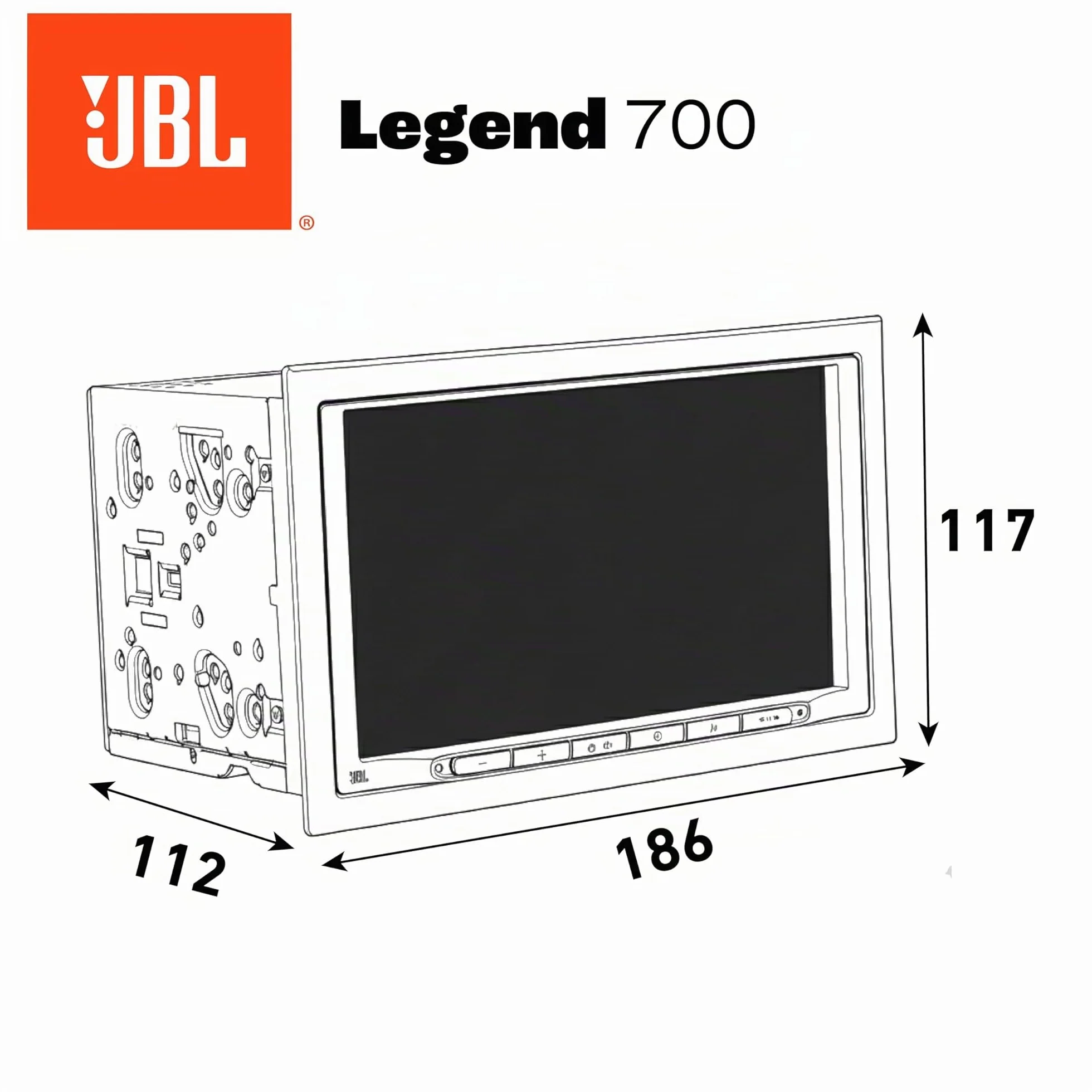 JBL Legend 700 autoradio 2-DIN multimediale, schermo touchscreen 7 pollici, Apple CarPlay & Android Auto wireless, Bluetooth, 4x50 W, preout 4V, FLAC, equalizzatore parametrico