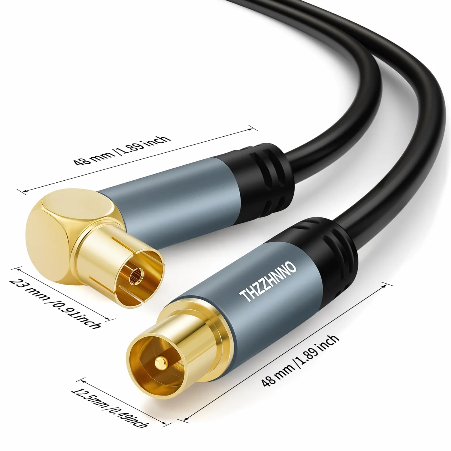 Antenna TV ad Angolo Retto RG6 Coassiale 2M, Connettore Placcato Oro 90 Gradi Femmina a Maschio, per HDTV, CATV, DVB-T2/C/S, Modem, Radio, Ricevitore