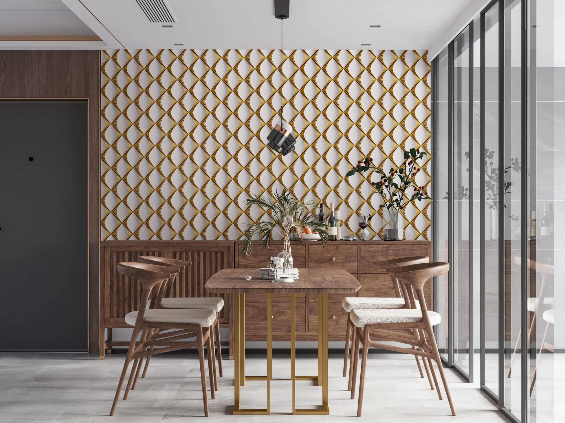 Livingwalls Carta da parati non tessuto - Geometrica in Oro, Bianco e Grigio - per varie stanze - in 10,05 m x 0,53 m