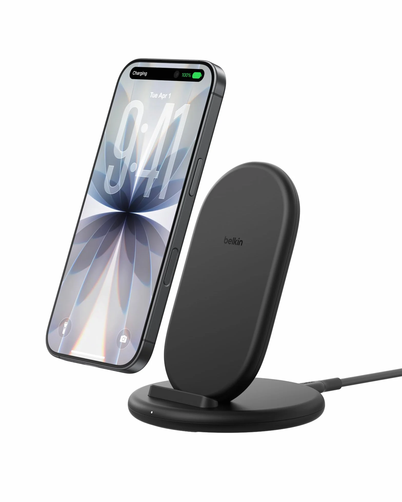 Belkin BoostCharge Caricatore Wireless, Supporto Ricarica Compatibile con Custodie per Telefono, Ricarica Wireless per iPhone, Samsung Galaxy, Google Pixel, Cavo Inclusi, Nero