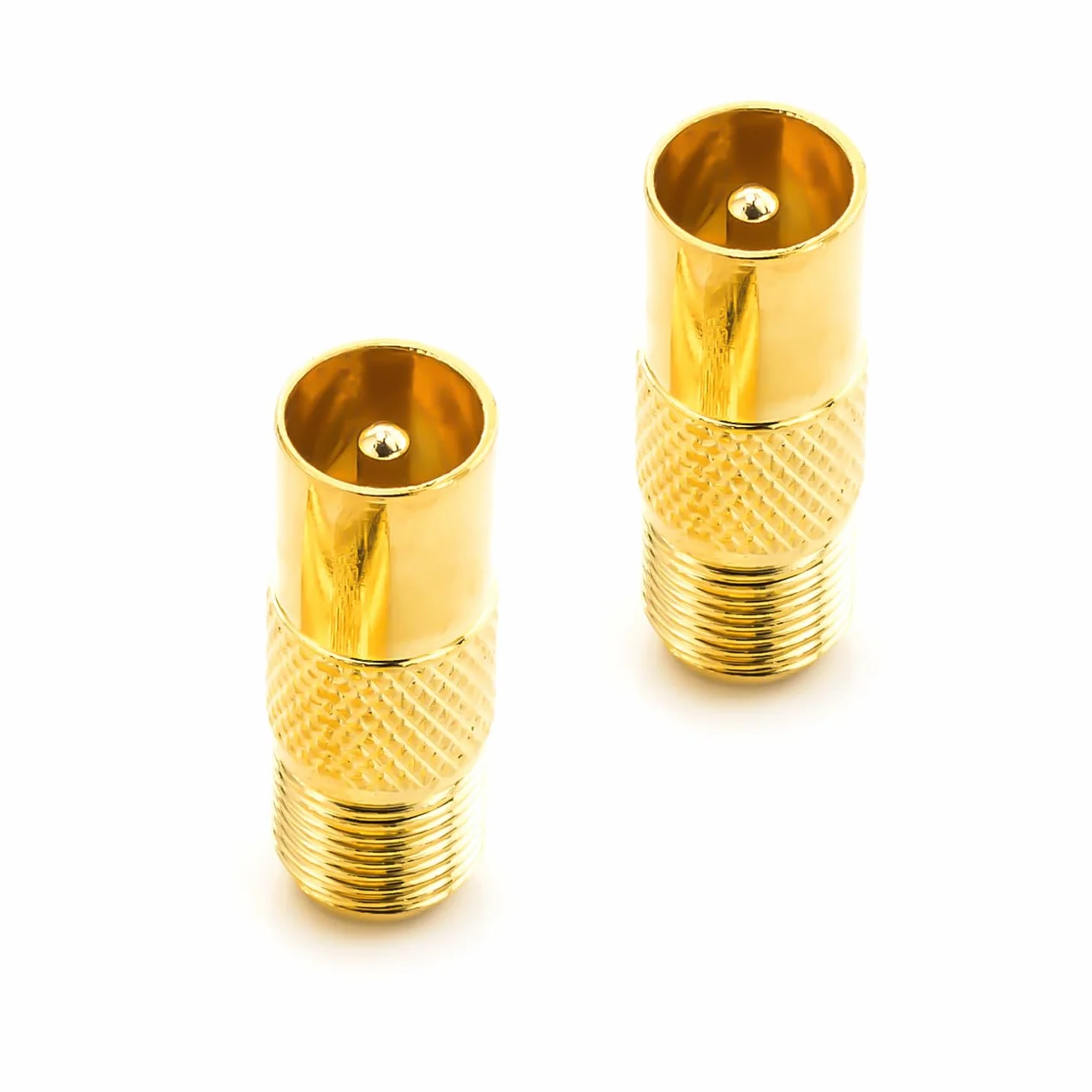 deleyCON Antenna SAT Adattatore Cavo Coassiale per TV Plug Adapter - F Femmina a IEC Connettore Accoppiatore Maschio Cavo Coassiale 2 Pezzi Placcato Oro
