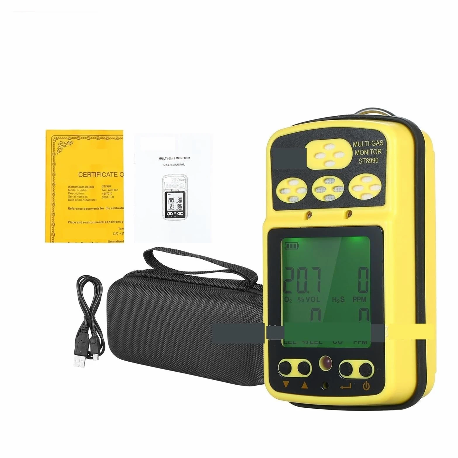 monitor di co2, Analizzatore Di Gas 4 In 1, Rilevatore Monossido Carbonio per casa, ufficio, auto