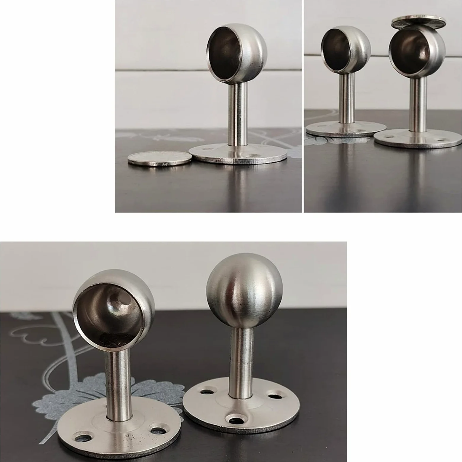 Portasciugamani in acciaio inox SUS 304 di alta qualità, 90 cm, da parete, rotondo, finitura argento, resistente, per bagno e cucina, facile installazione a vite