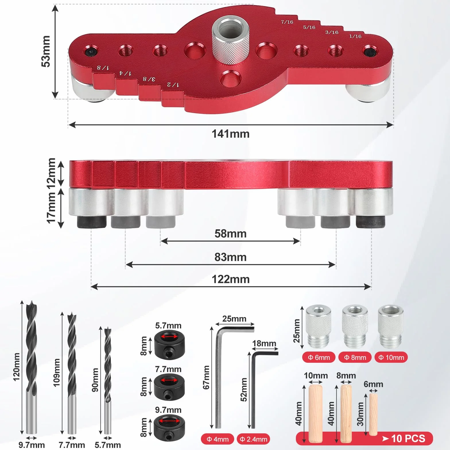 EFUTURETIME Posizionatore di Perforazione 6/8/10 mm Dima per Fori Legno Ausilio per Tasselli Verticali