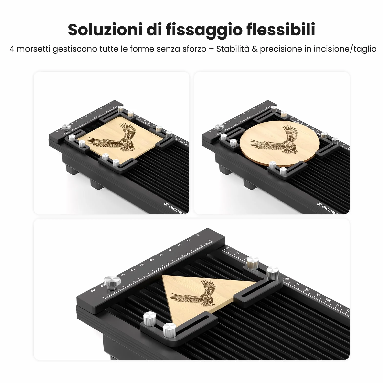 Estensione a Slitta per X1 Incisore Laser, Area Incisione 370 x 105 mm, 4 Morsetti