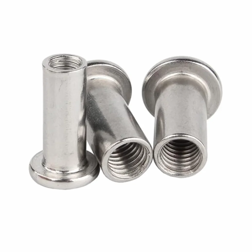 Inserti filettati M6 x 30 mm in acciaio inox 304 testa piatta dado rivetto 5 pezzi
