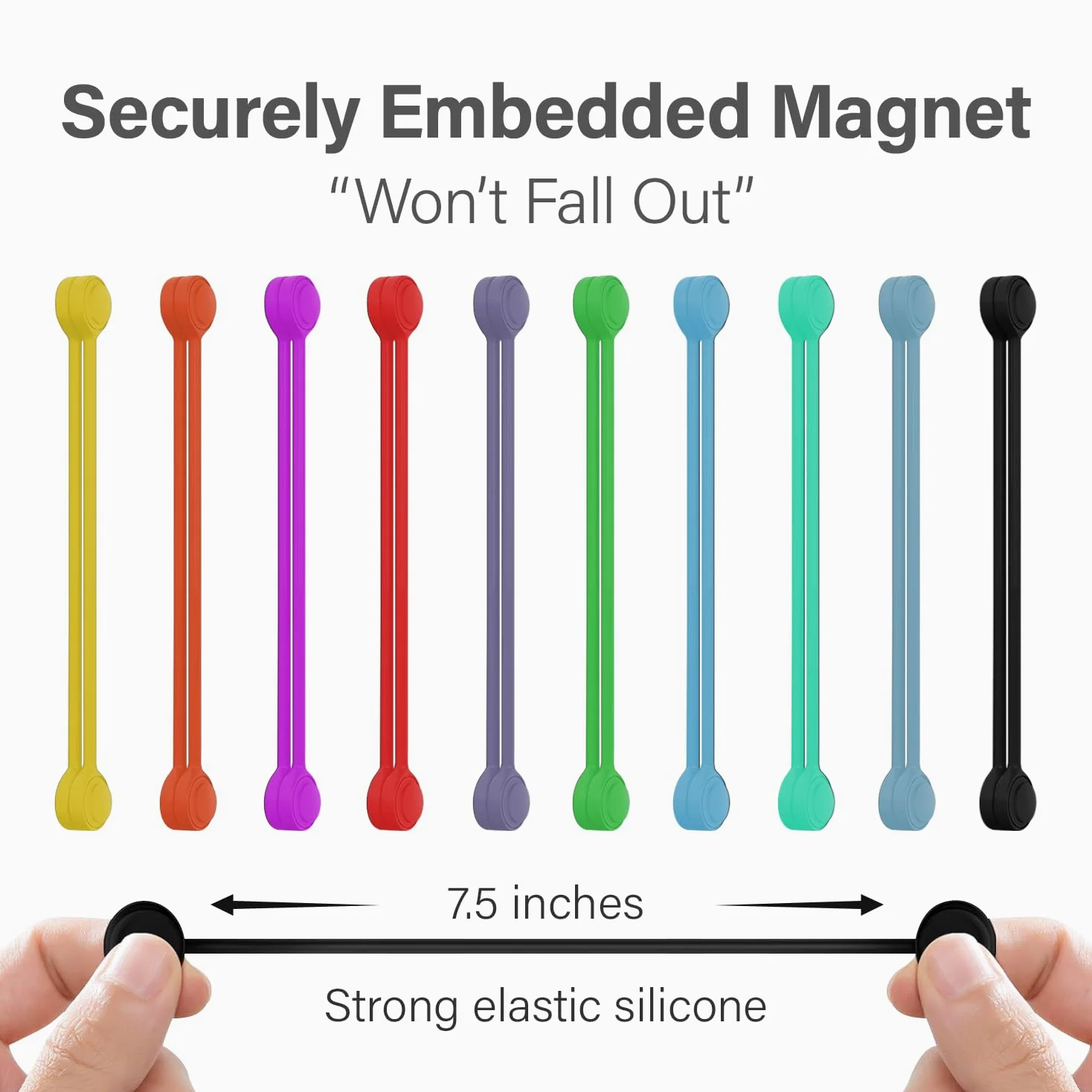 Confezione da 50 fascette magnetiche per cavi, caricabatterie e fili, in silicone, riutilizzabili, per casa, ufficio e viaggi, confezione da 50