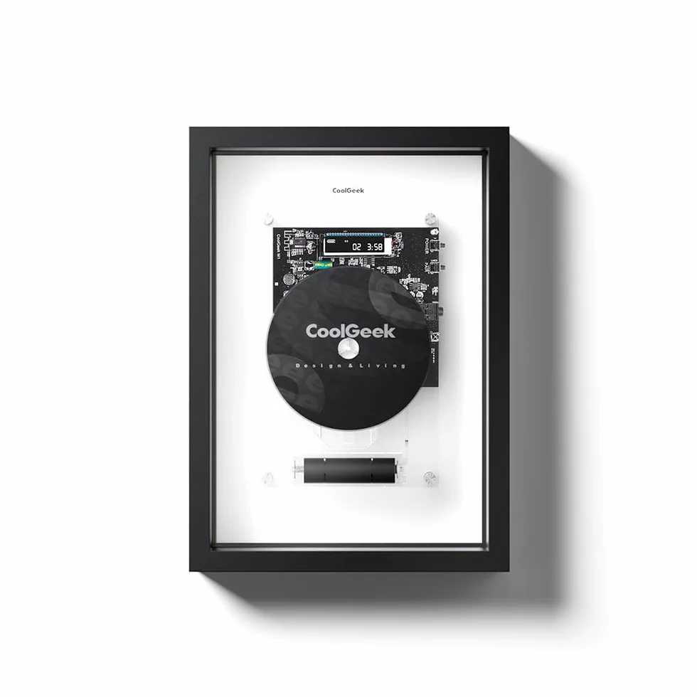 Lettore CD verticale M1 da parete o scrivania, design artistico industriale trasparente, trasmettitore CD Hi-Fi Bluetooth (altoparlante esterno richiesto), batteria ricaricabile 8 ore, display senza