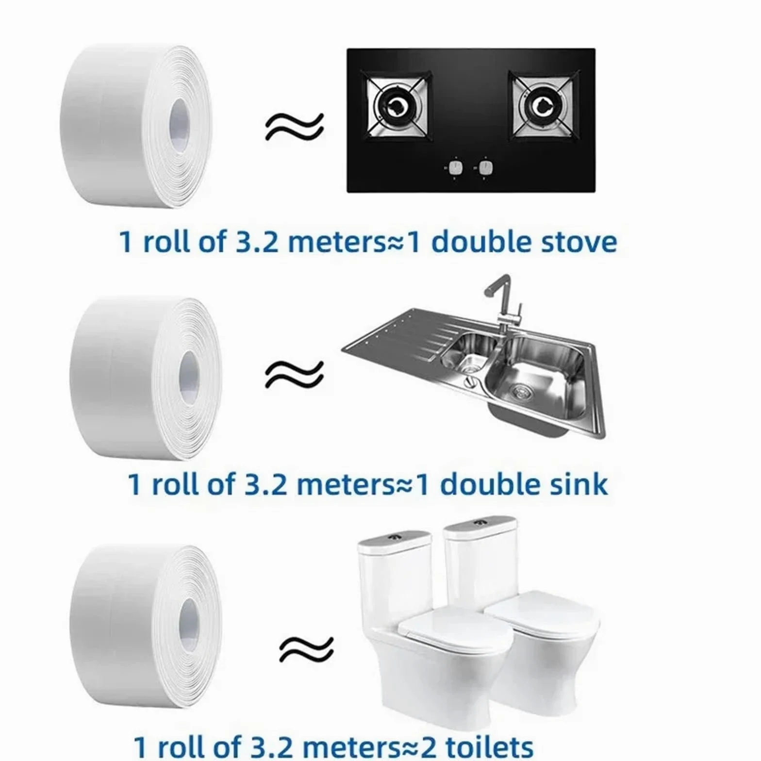 Nastro sigillante, 2 Rotoli di Nastro sigillante Autoadesivo Mastice for Bagno, WC, Adesivi murali angolari